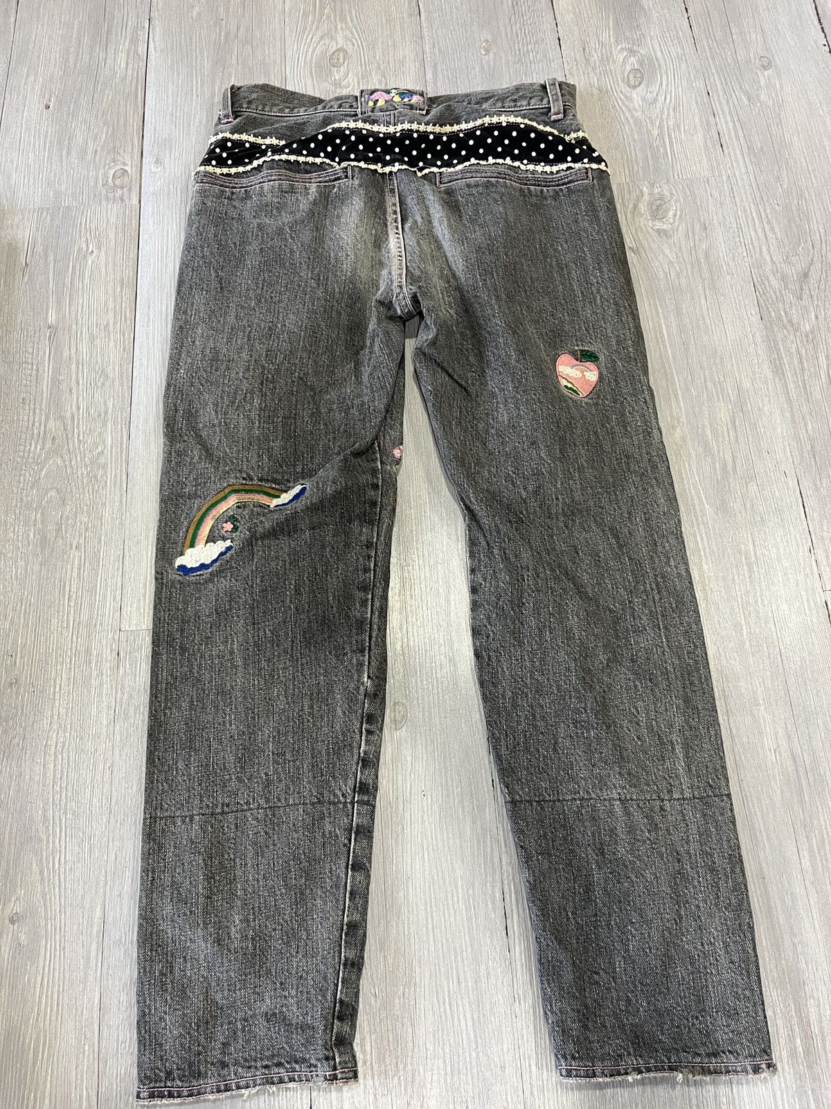 Hysteric Glamour Vintage candy stripper jeans with embroidery Cat & Rabbit Size US 29 - 5 Thumbnail