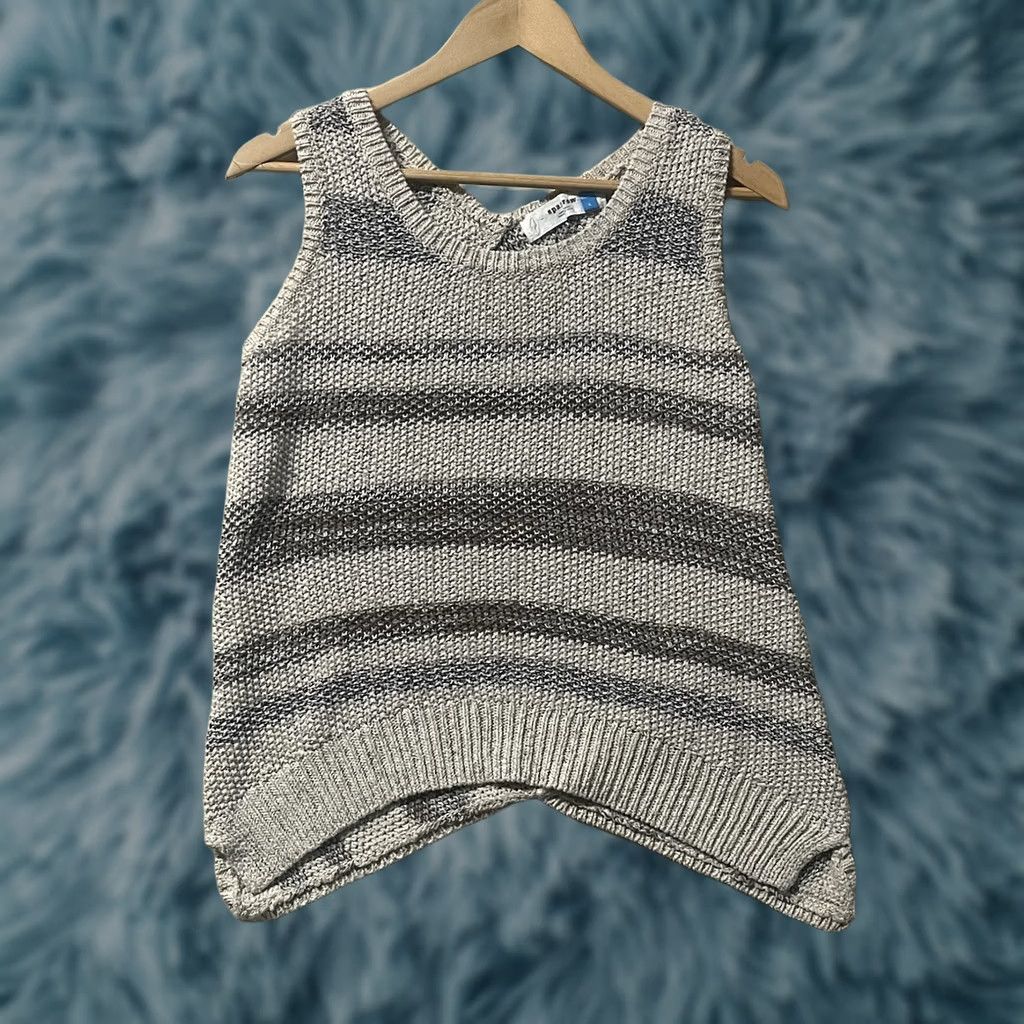 Arrow Sparrow Tunic Sweater Sleeveless Striped Linen Blend Knit Tan L Women's Bohemian Tunic Size L Size L / US 10 / IT 46 - 1 Thumbnail