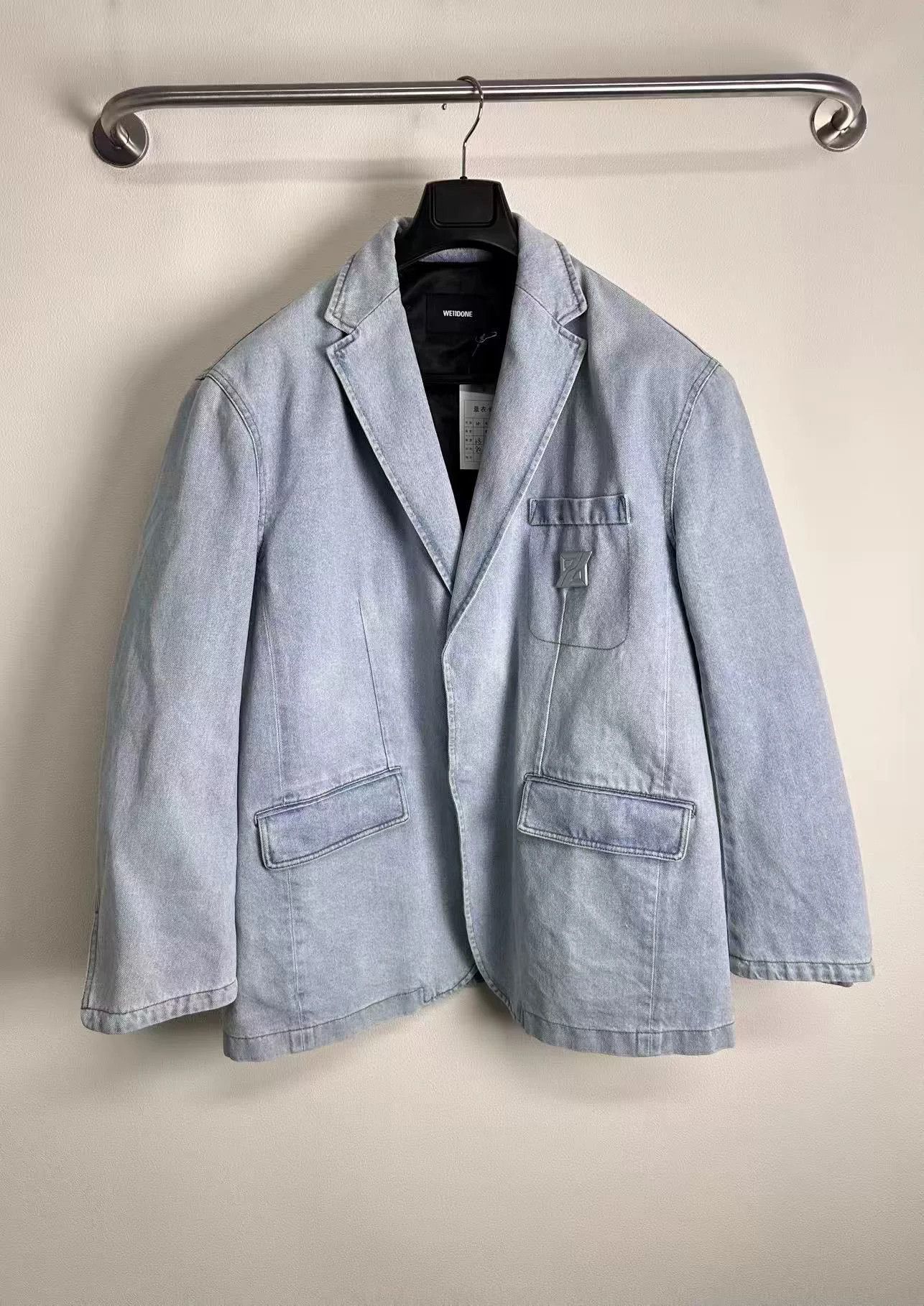 WE11DONE Welldone Washed Blue Denim Blazer Jacket Size US M / EU 48-50 / 2 - 1 Thumbnail