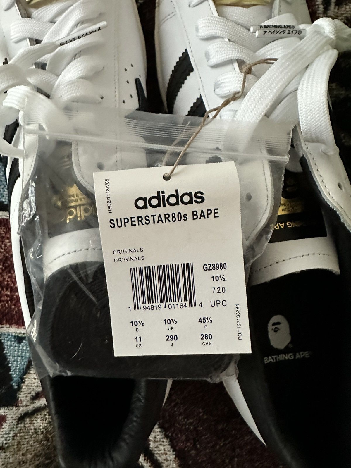 Adidas × Bape Bape x Adidas Superstar 80s Size US 11 / EU 44 - 7 Thumbnail