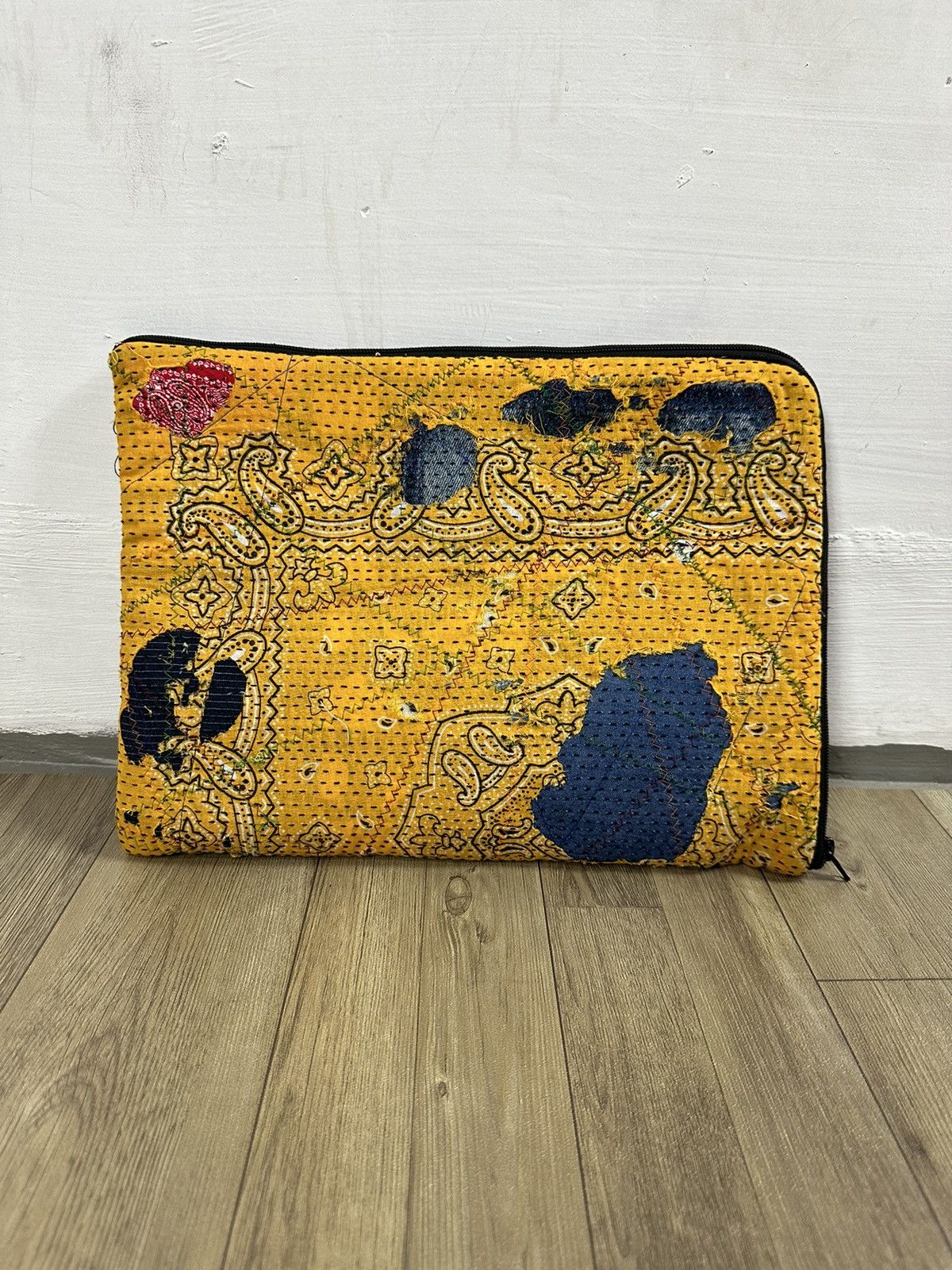 Handmade Custom Made Distressed Patchwork Boro Paisley cutch bag Size ONE SIZE - 8 Thumbnail
