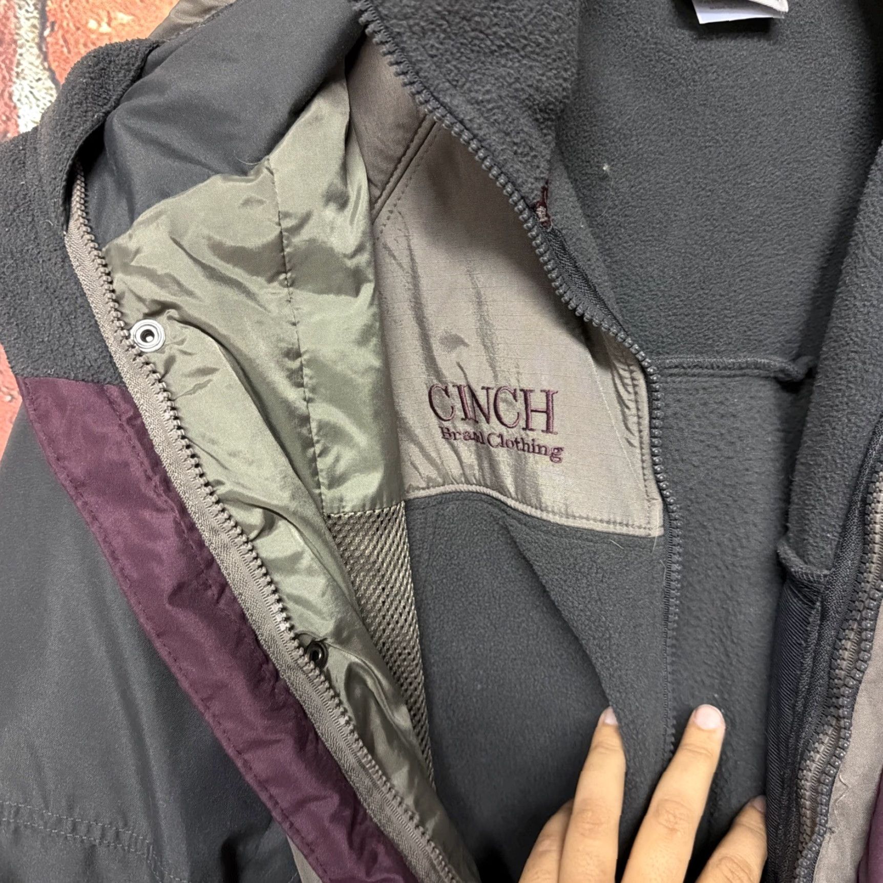 Vintage Cinch Jacket Men’s 2 In 1 Removable Fleece Sweater Liner Brown Large Vintage Size US L / EU 52-54 / 3 - 4 Thumbnail