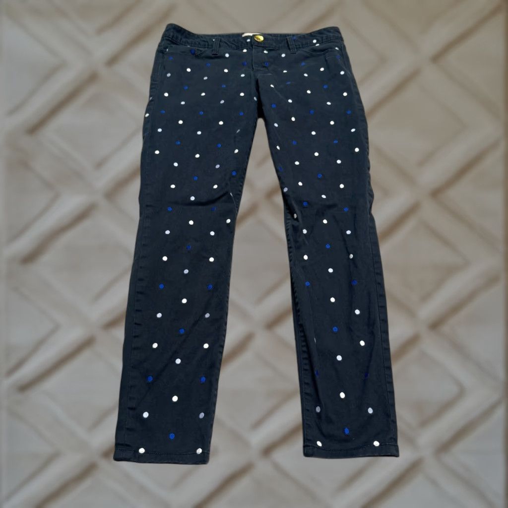 Banana Republic VINTAGE Banana Republic Hailey Polka Dot Skinny Ankle Pants Womens 28 Navy Blue Casual Size 28" / US 6 / IT 42 - 1 Thumbnail