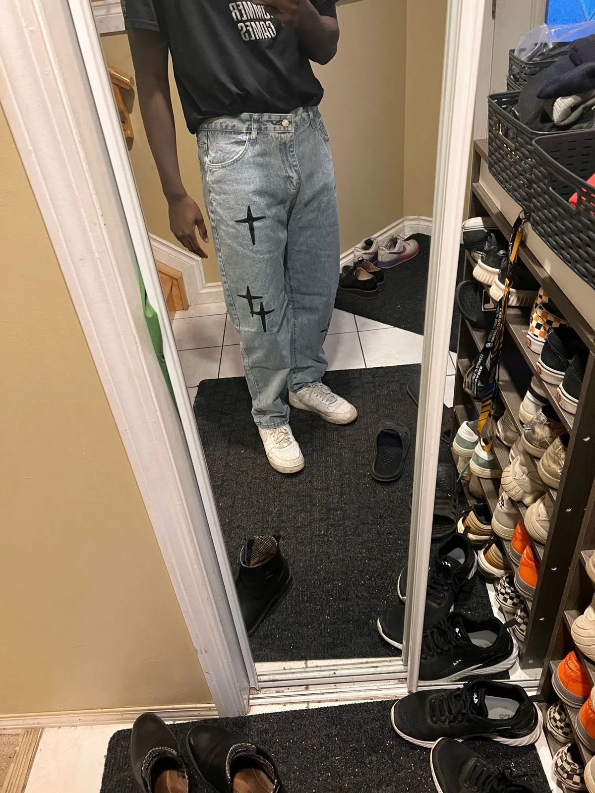 Japanese Brand Casual Loose Streetwear Cross Jeans Pants Trousers y2k Size US 32 / EU 48 - 11 Thumbnail