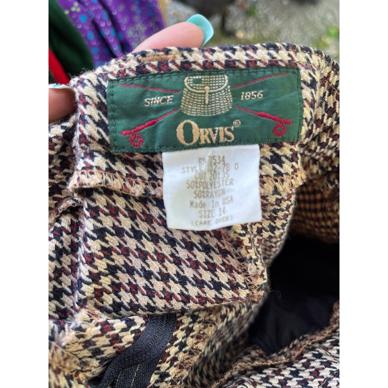 Orvis Vintage Orvis Houndstooth Wide Leg Trouser Pants 30” Waist Size 30" / US 8 / IT 44 - 5 Thumbnail
