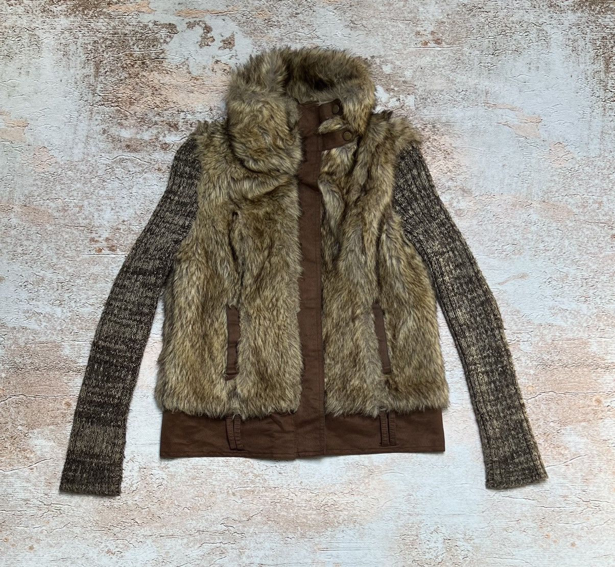 Vintage Vintage Japanese knit jacket with faux fur Size S / US 4 / IT 40 - 1 Thumbnail