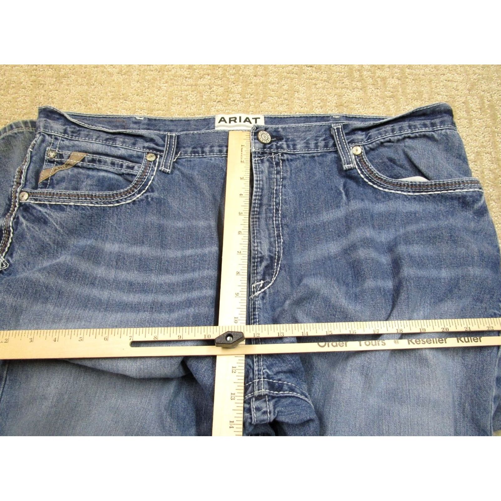 Ariat Ariat Jeans M4 Bootcut 44x34 Jeans Blue Light Wash 5-Pocket Logo Cowboy Mens Size US 44 / EU 60 - 7 Thumbnail