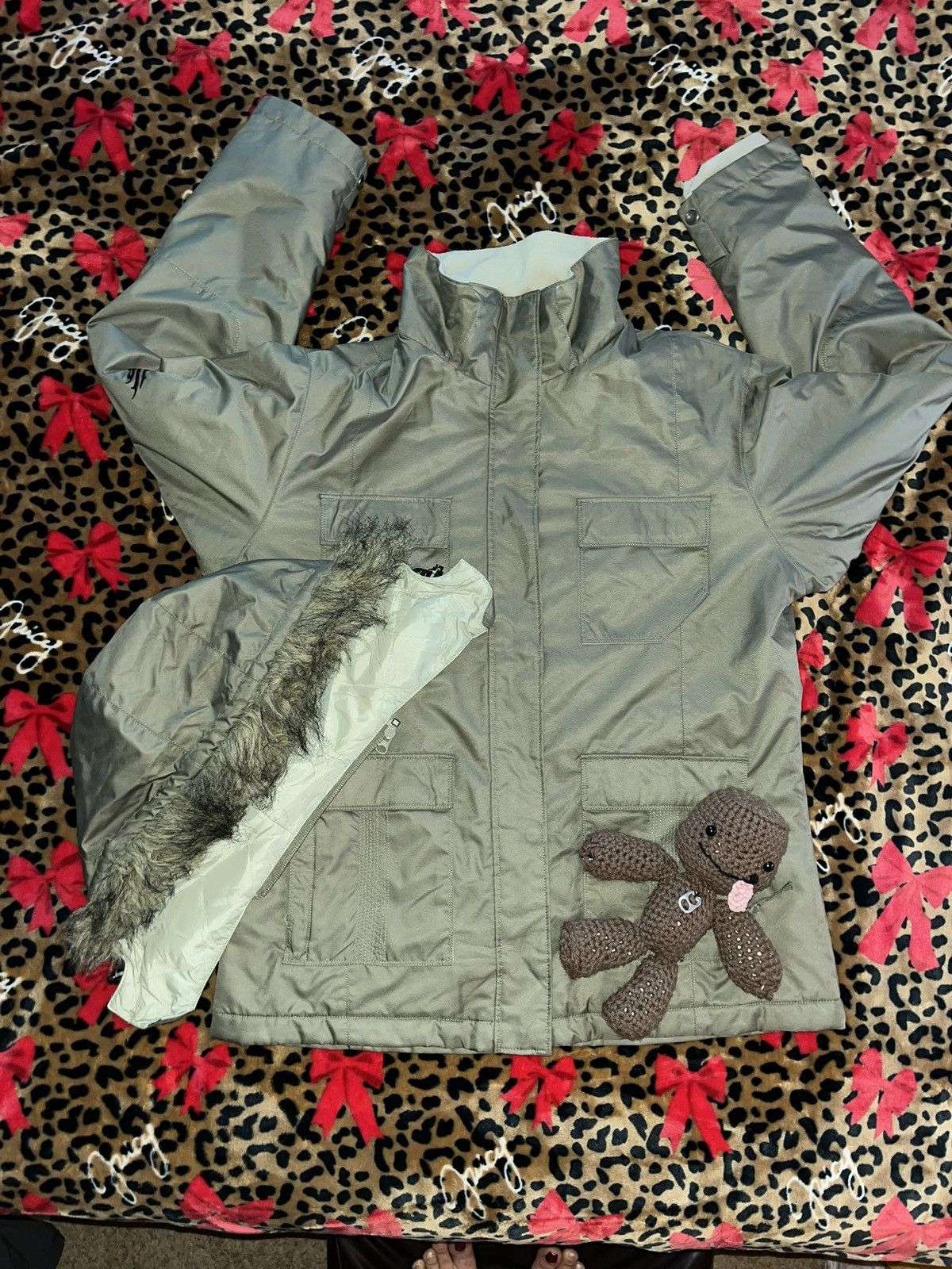 The North Face GREEN FAUX FUR NORTH FACE STYLED JACKET Size US L / EU 52-54 / 3 - 4 Thumbnail