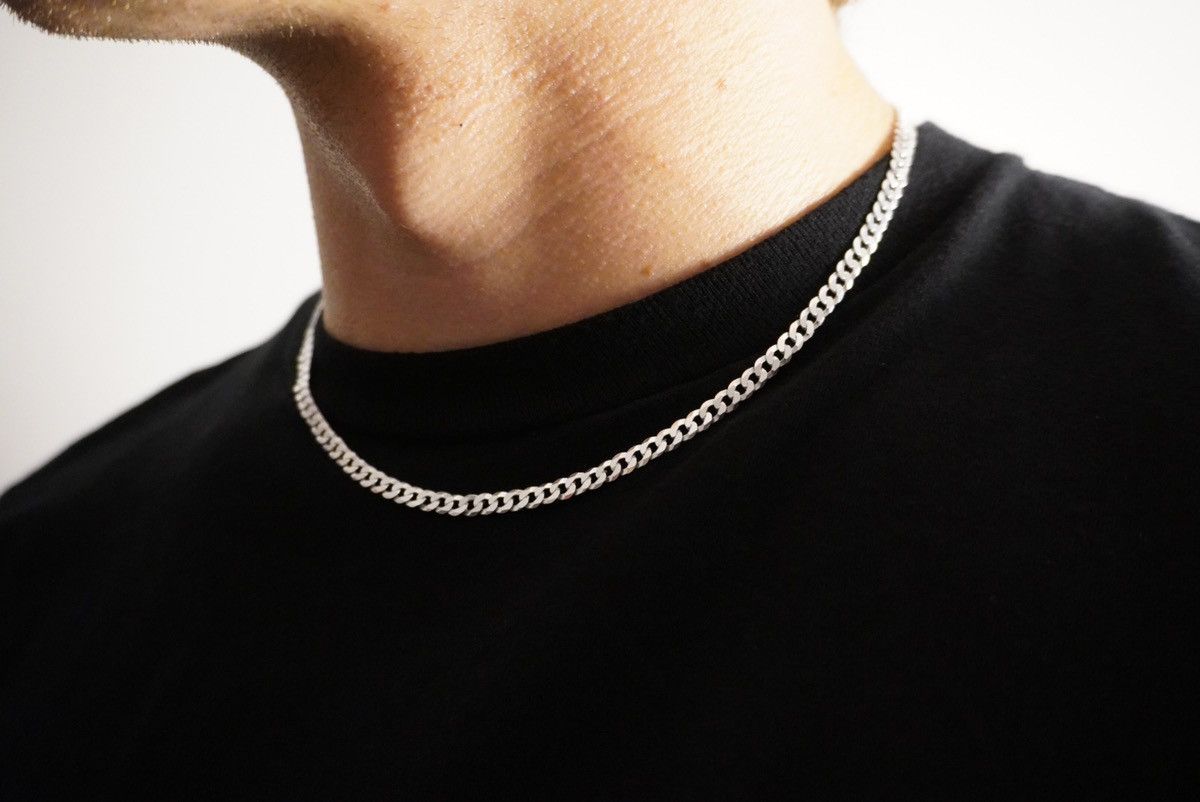 Jewelry Silver Chain Solid Sterling Silver Cuban Link Chain 4mm 18in Size ONE SIZE - 2 Thumbnail