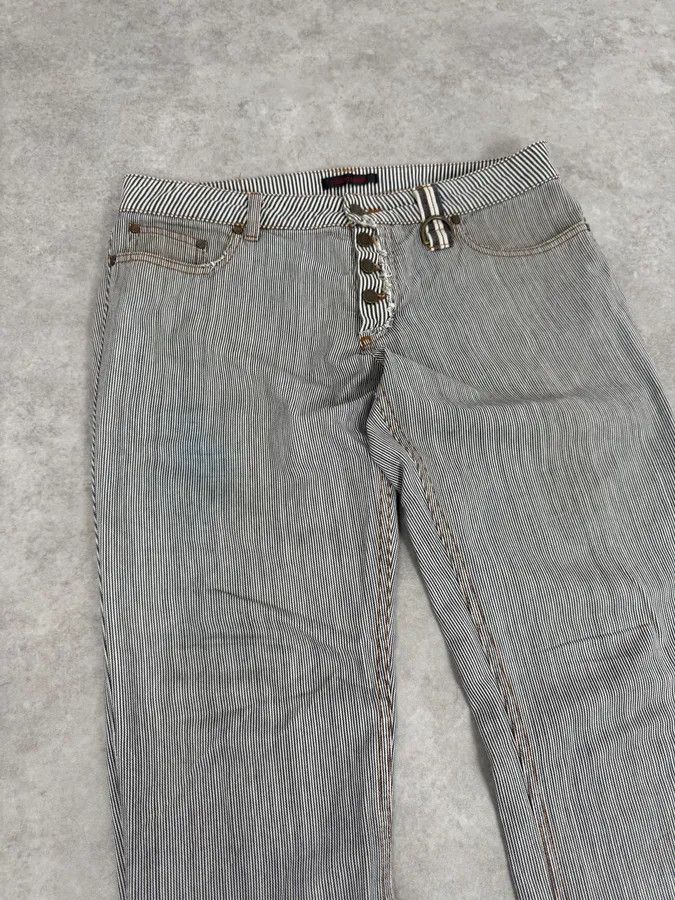 Roberto Cavalli FW2002 Roberto Cavalli Stripes White & Blue Pants Size US 30 / EU 46 - 5 Thumbnail