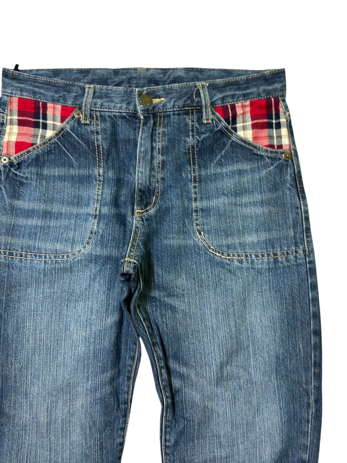 Hysteric Glamour Acid Wash Plaid Tartans Junya Watanabe Style Denim Jeans Size US 32 / EU 48 - 5 Thumbnail