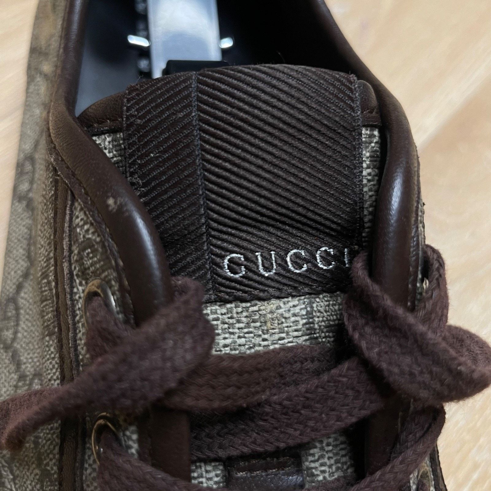 Gucci GUCCI Sneakers BROWN Leather low Top GG Monogram Canvas Size US 8 / EU 41 - 9 Thumbnail