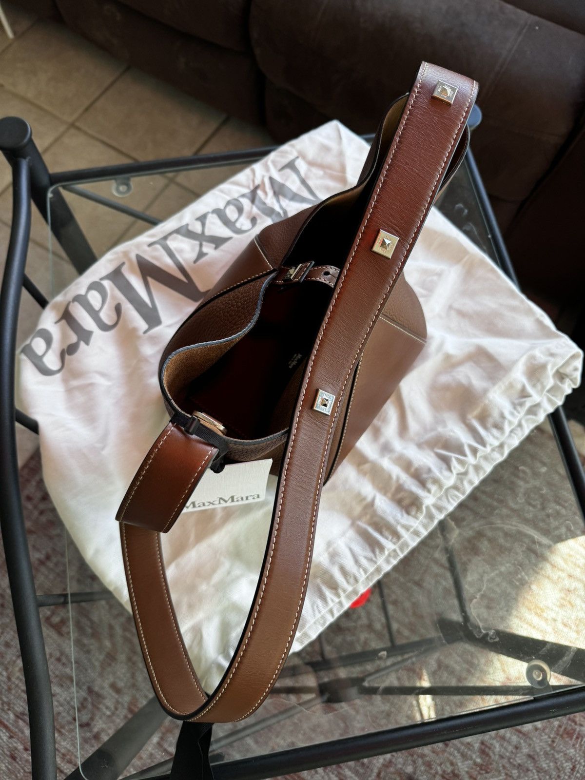 Max Mara Max Mara Small Deer Print Leather Bucket Bag Size ONE SIZE - 7 Thumbnail