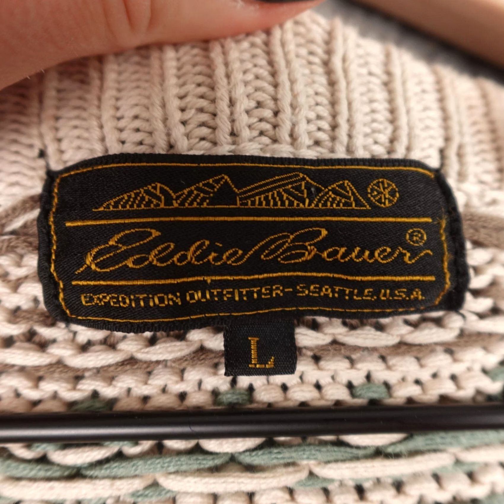 Eddie Bauer VINTAGE Eddie Bauer Sweater Mens Large Brown Geometric Knit Crewneck 90s Size US L / EU 52-54 / 3 - 2 Thumbnail
