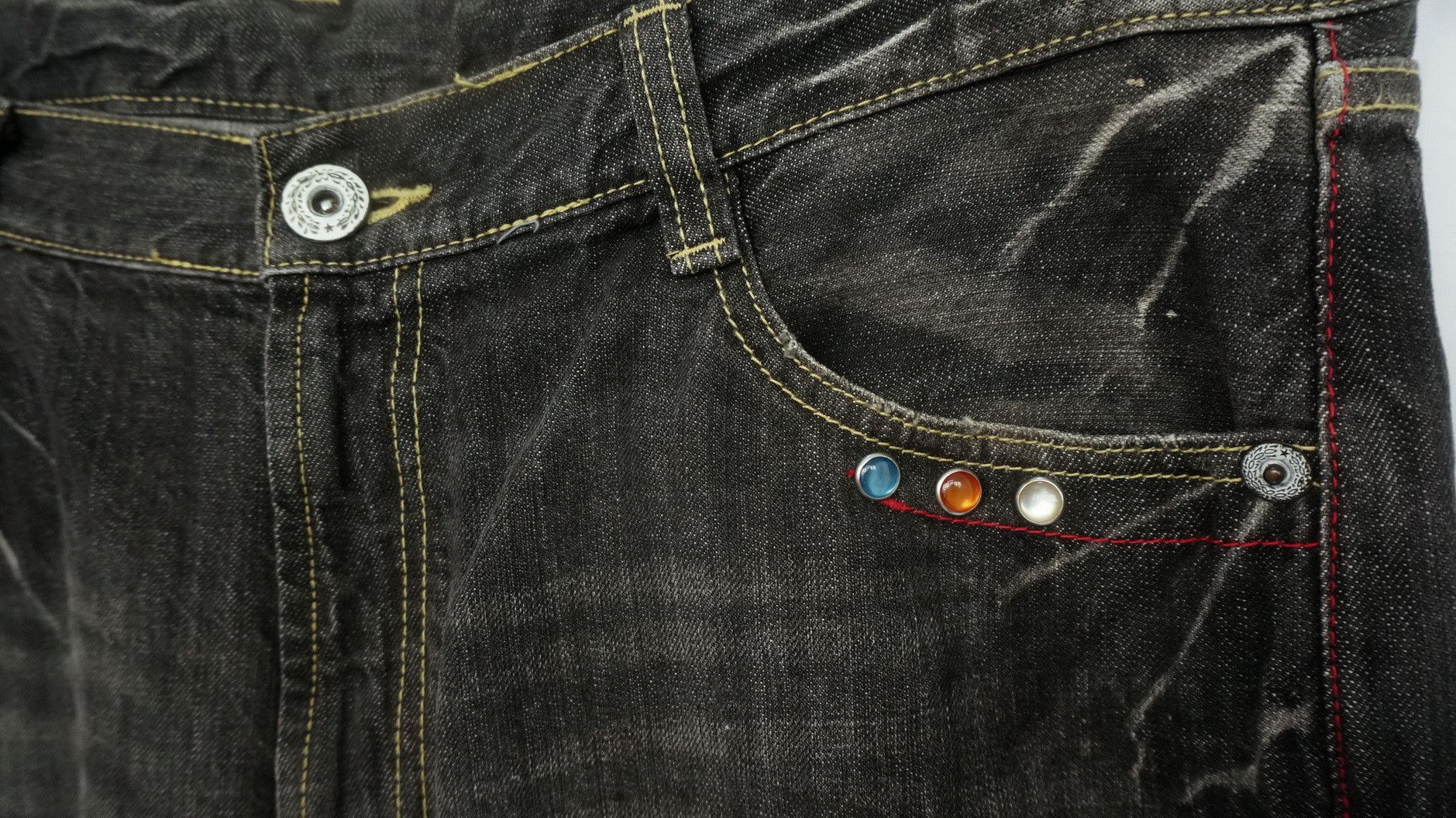 Japanese Brand 🔴 Vtg Japanese Brand Embroidery Wings Distressed Jeans Size US 36 / EU 52 - 5 Thumbnail