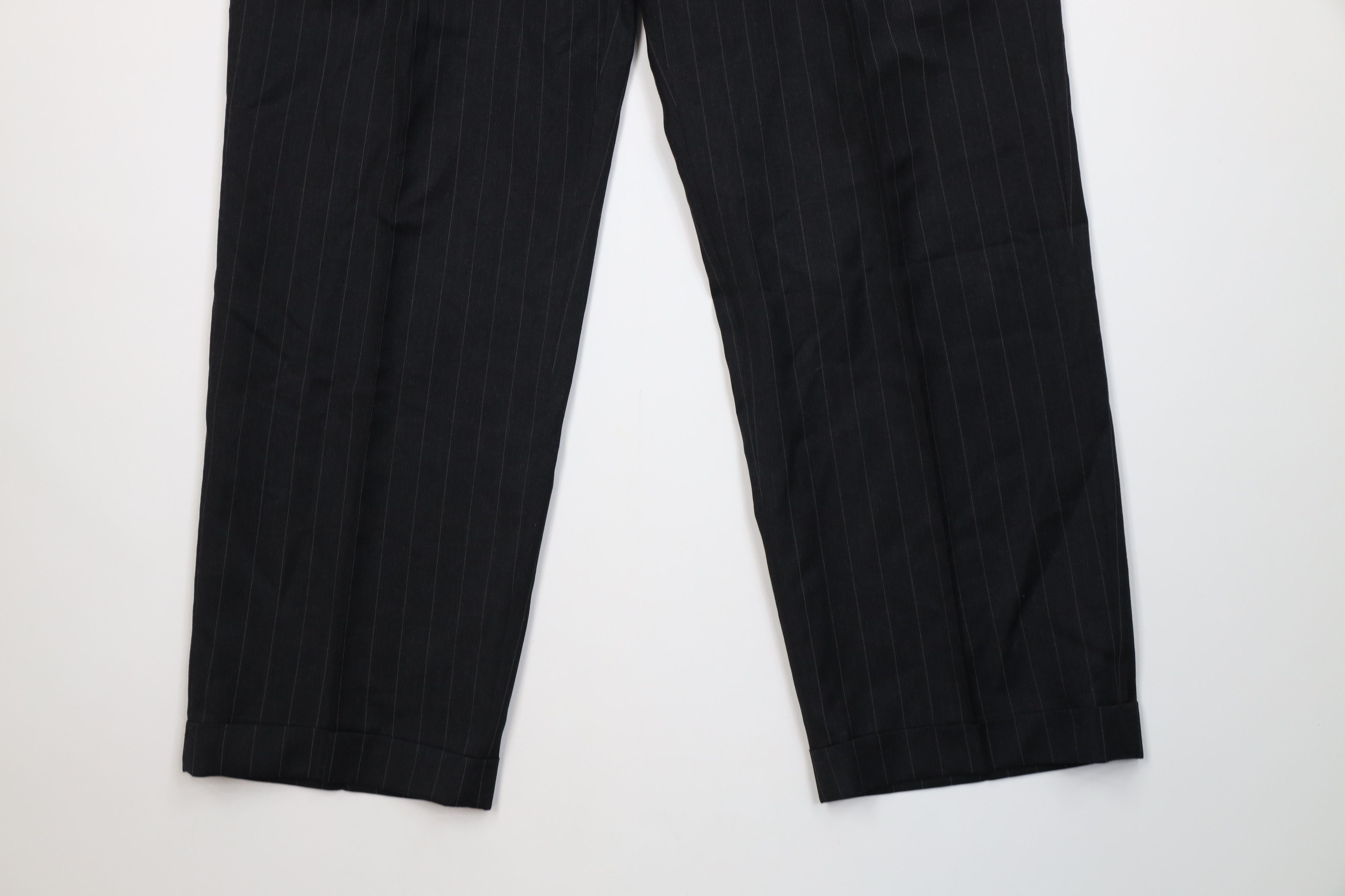 Vintage Vintage 90s Streetwear Pinstriped Wide Leg Chino Pants Black Size US 34 / EU 50 - 4 Thumbnail