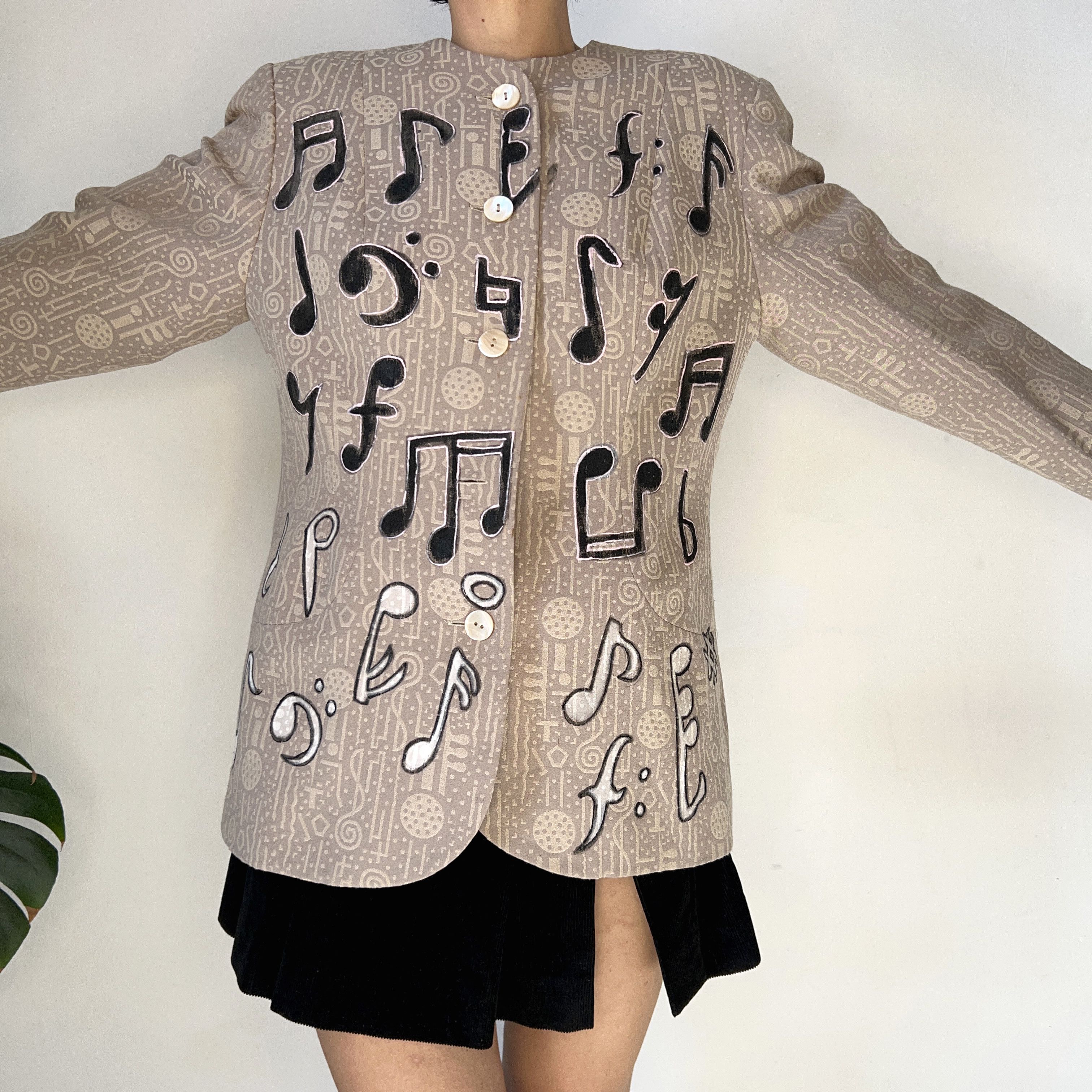 Custom jacket with musical notes