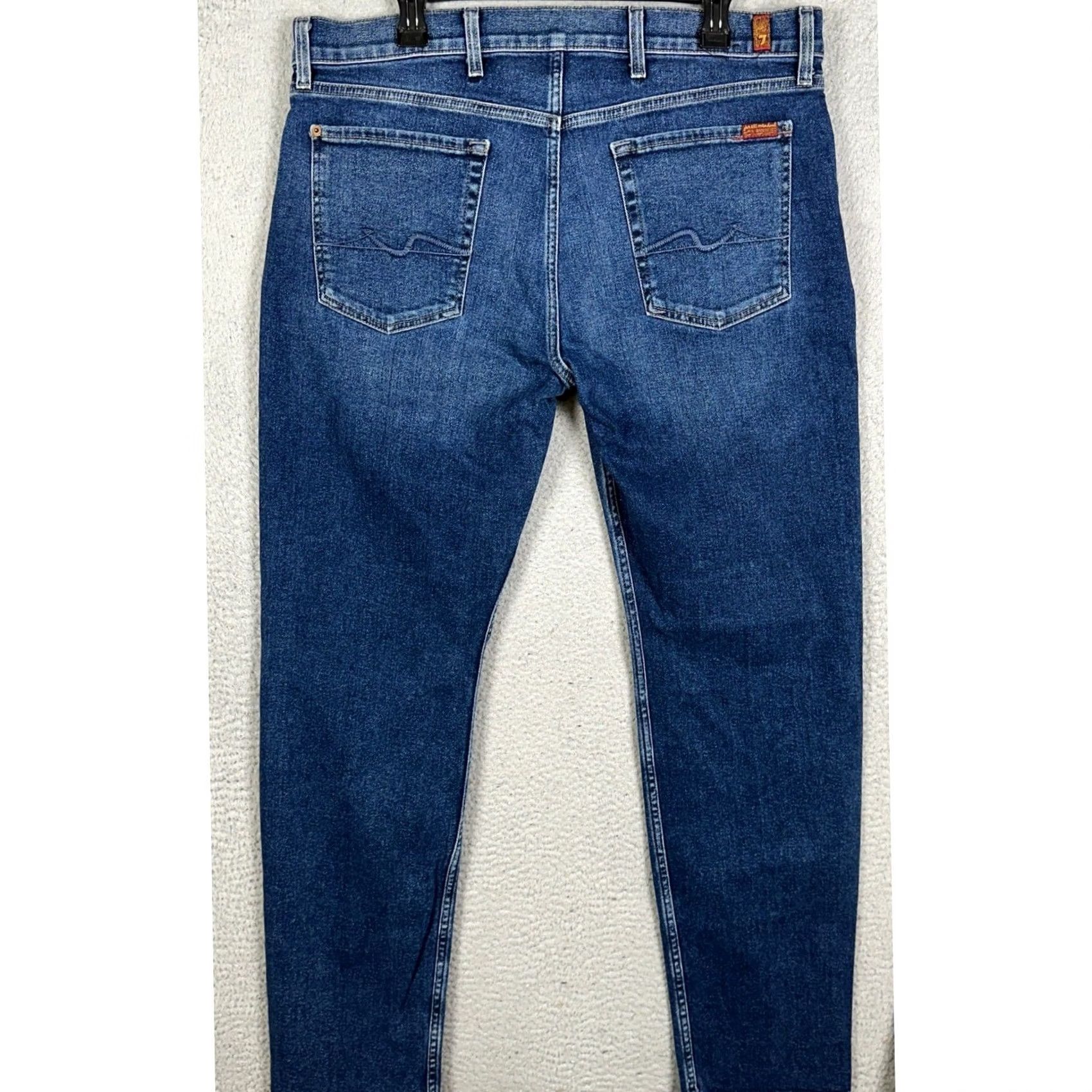 7 For All Mankind 7 For All Mankind Slimmy Jeans Mens 38 Blue Slim Straight Stretch Distressed EUC Size US 38 / EU 54 - 2 Thumbnail