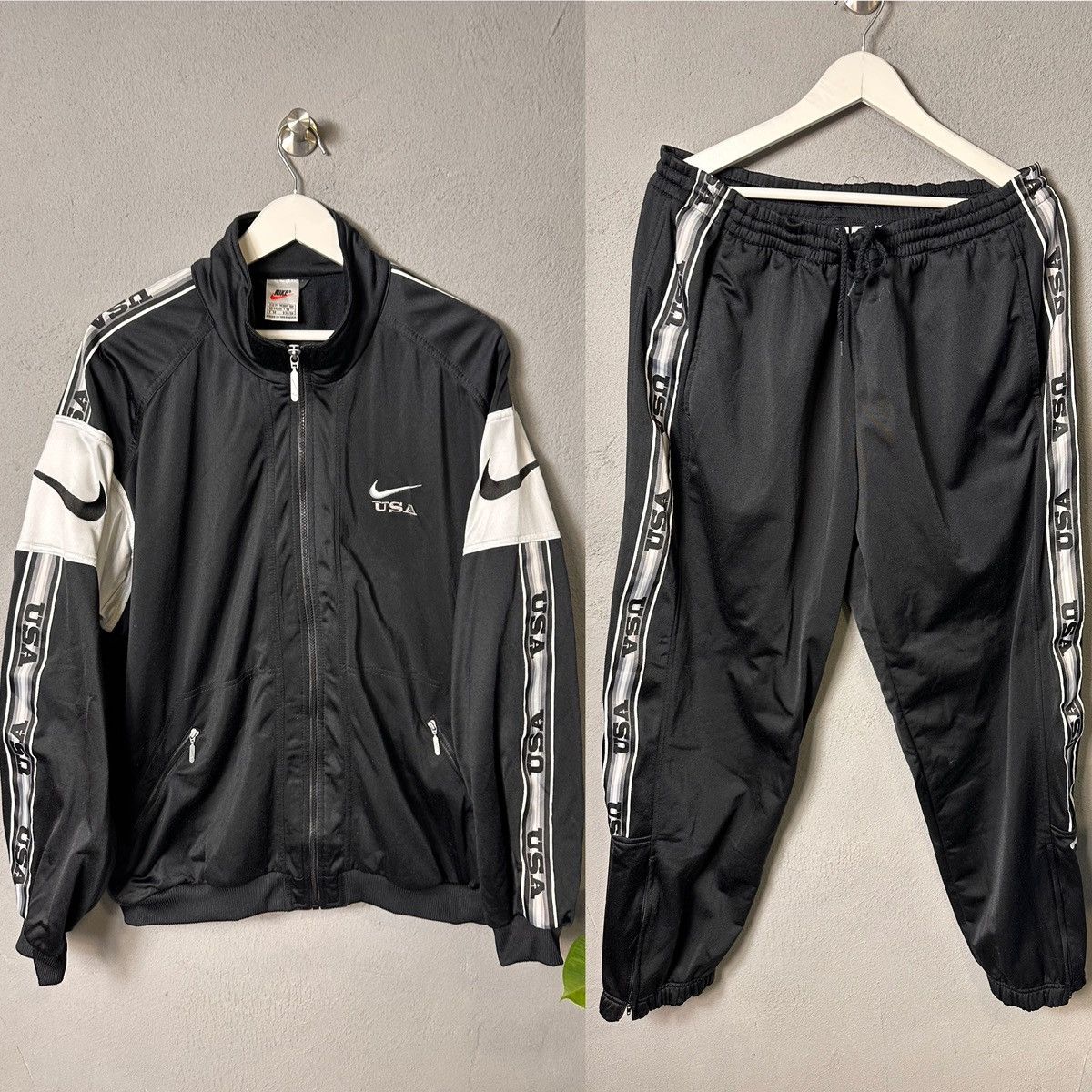 Nike × Vintage Vintage Nike Swoosh USA Track Suit 90s Size US XL / EU 56 / 4 - 1 Thumbnail