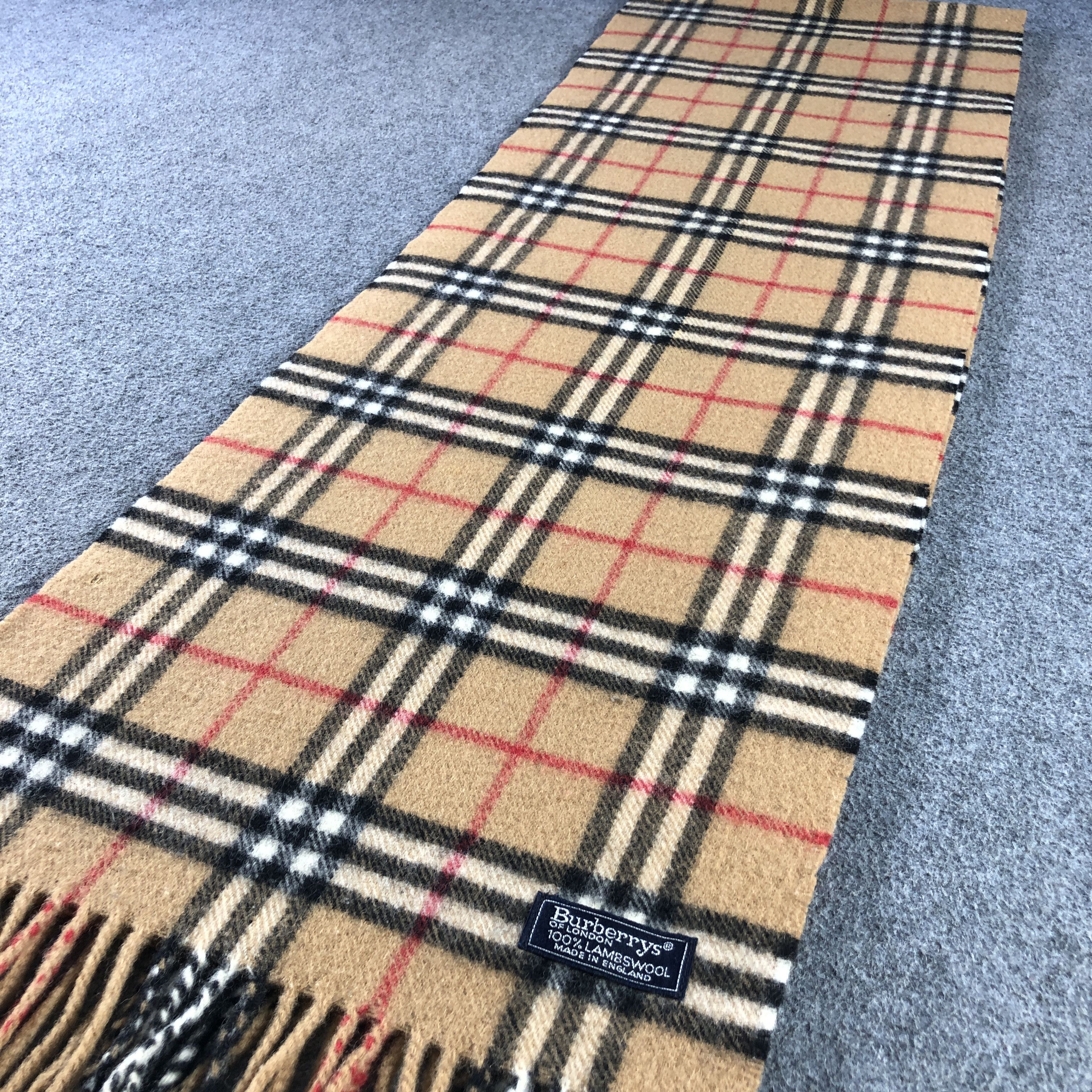 Burberry Burberry Tan Nova Check Wool Scarf Muffler V2911 Size ONE SIZE - 3 Thumbnail
