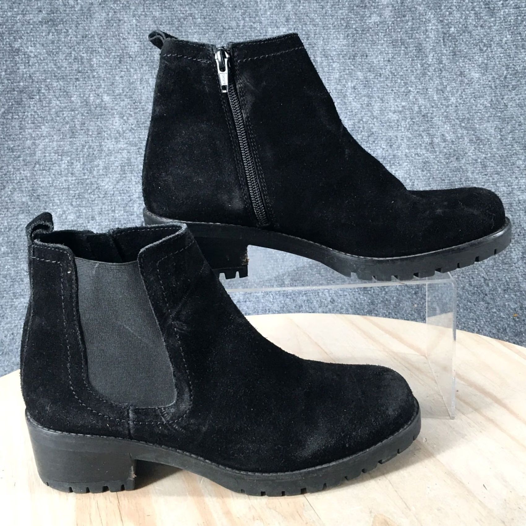 Vintage Diba Boots Womens Black True Casual Side Zip Chelsea Ankle Bootie Suede Size US 8 / IT 38 - 2 Thumbnail