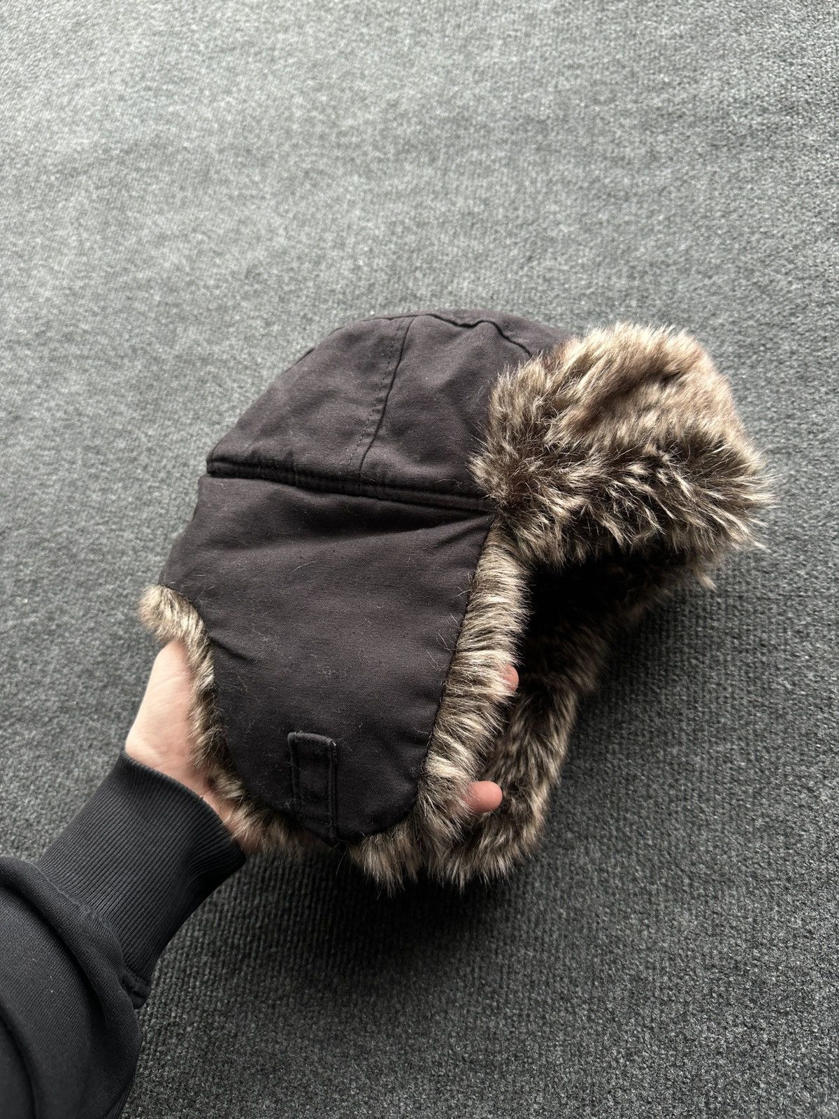 Japanese Brand 🚨Vintage Y2K Fuzzy Faux Fur Ushanka Hat RARE BLACK Size ONE SIZE - 1 Thumbnail