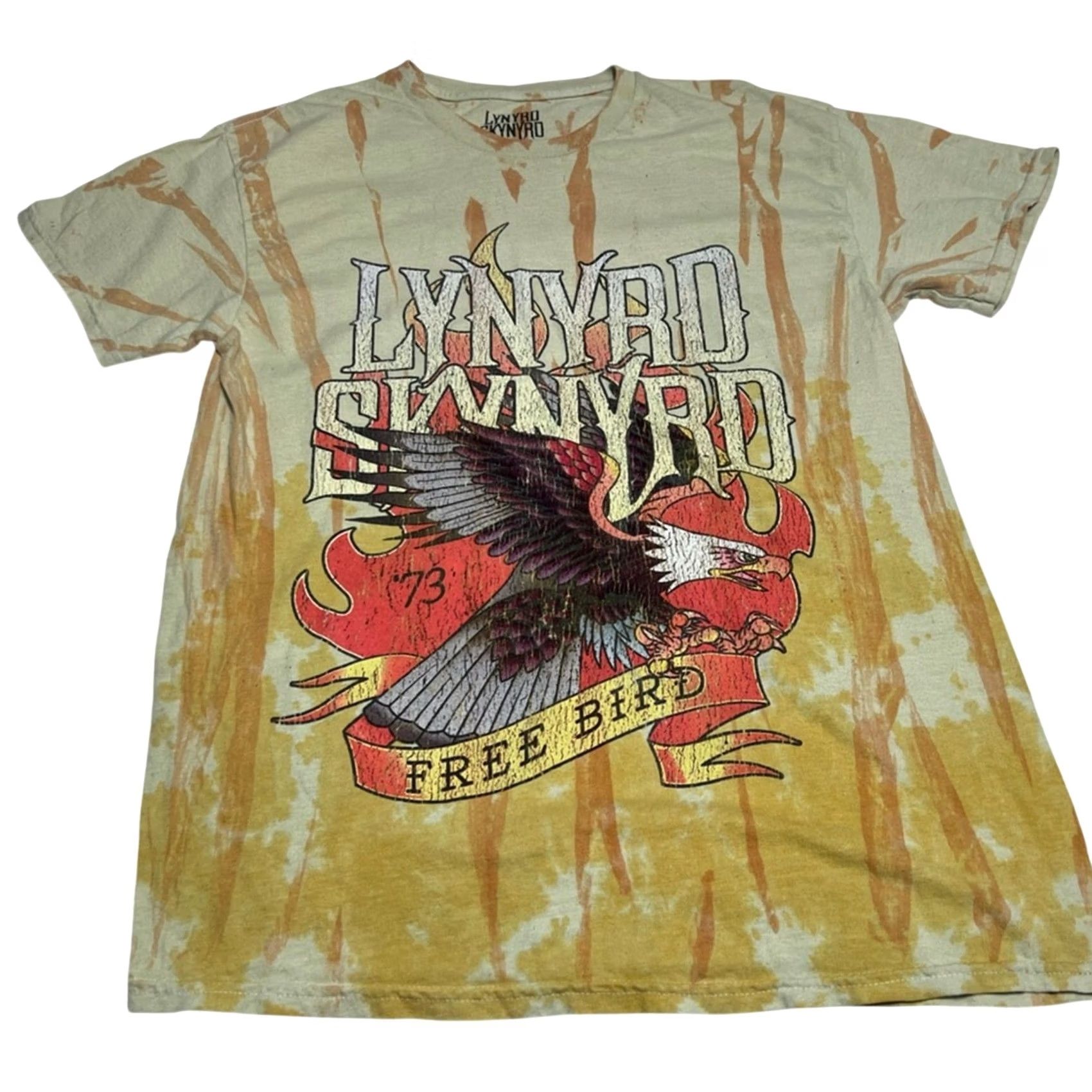 Vintage Lynyrd Skynyrd Free Bird 1973 T-shirt Tie Dye Size S Gold Mens Short Sleeve Shirt Regular XS? Size US S / EU 44-46 / 1 - 2 Thumbnail