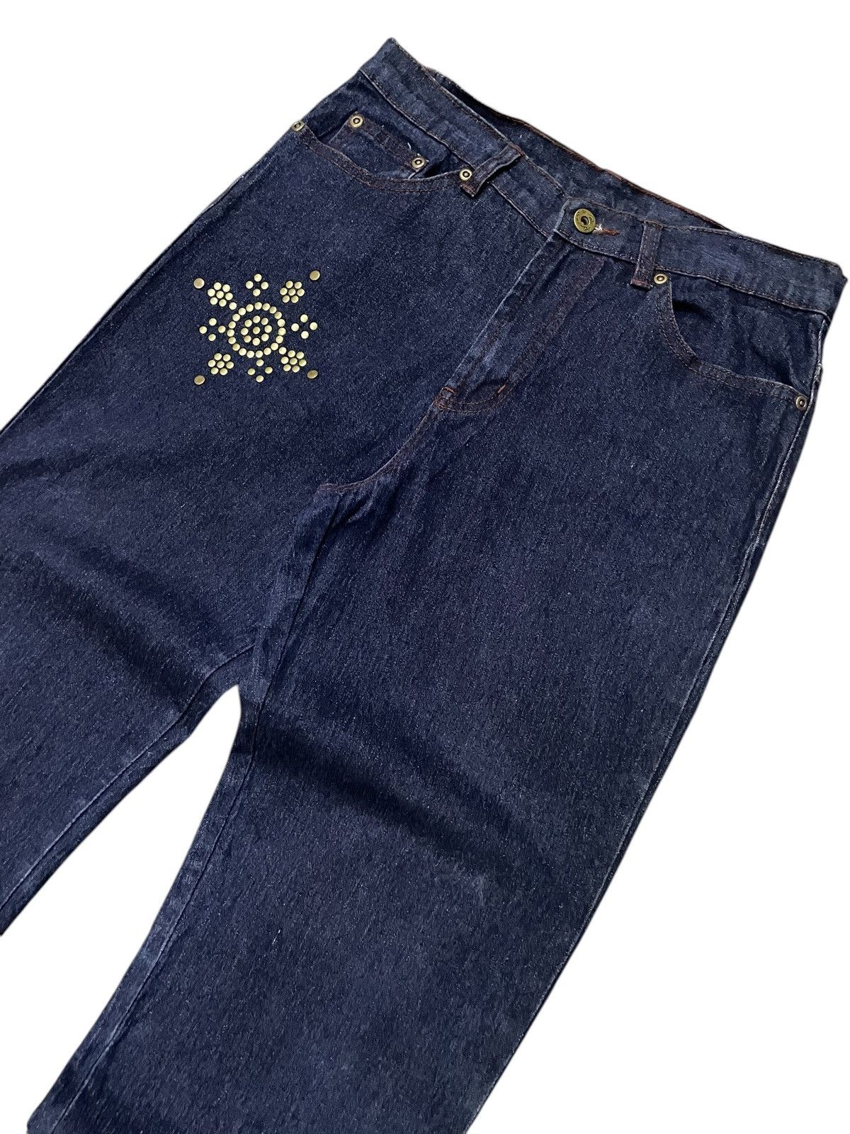 Japanese Brand × Tornado Mart Tornado Mart Wanabe Style Studded Rivet Flare Denim Jeans Size US 30 / EU 46 - 3 Thumbnail