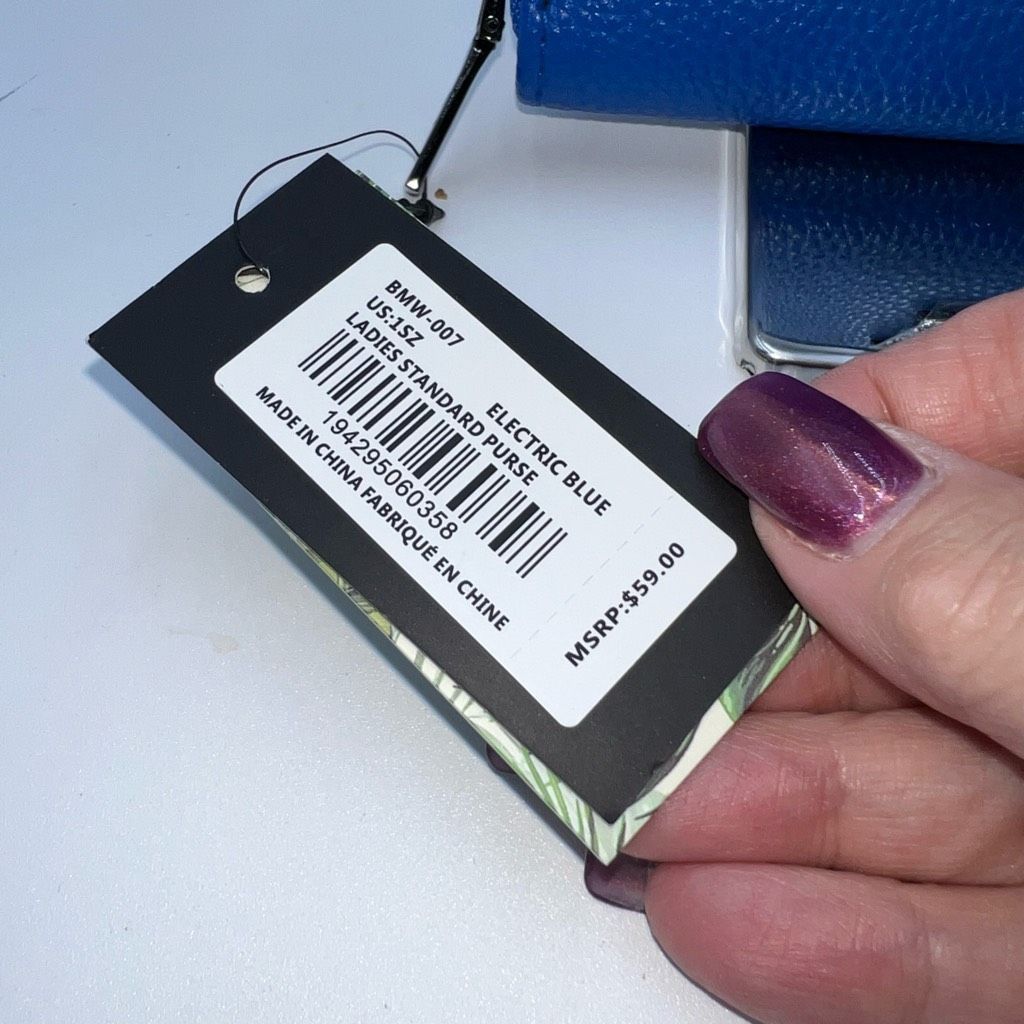 Badgley Mischka Badgly Mischka Faux Leather Long Zip around Wallet in Electric Blue Size ONE SIZE - 4 Thumbnail