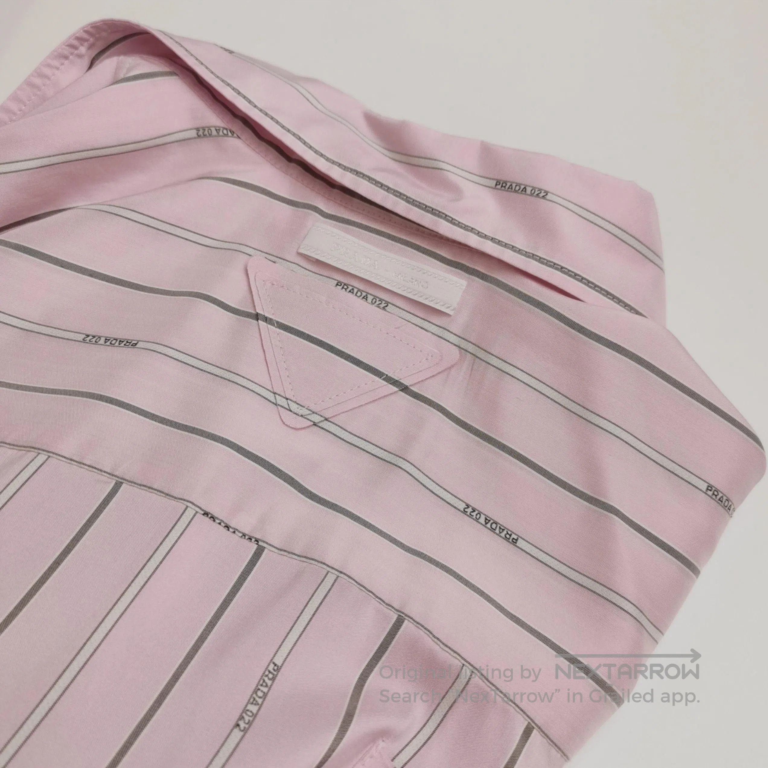 Prada Prada Striped Silk Collar Dress in Pink . Size S / US 4 / IT 40 - 1 Thumbnail