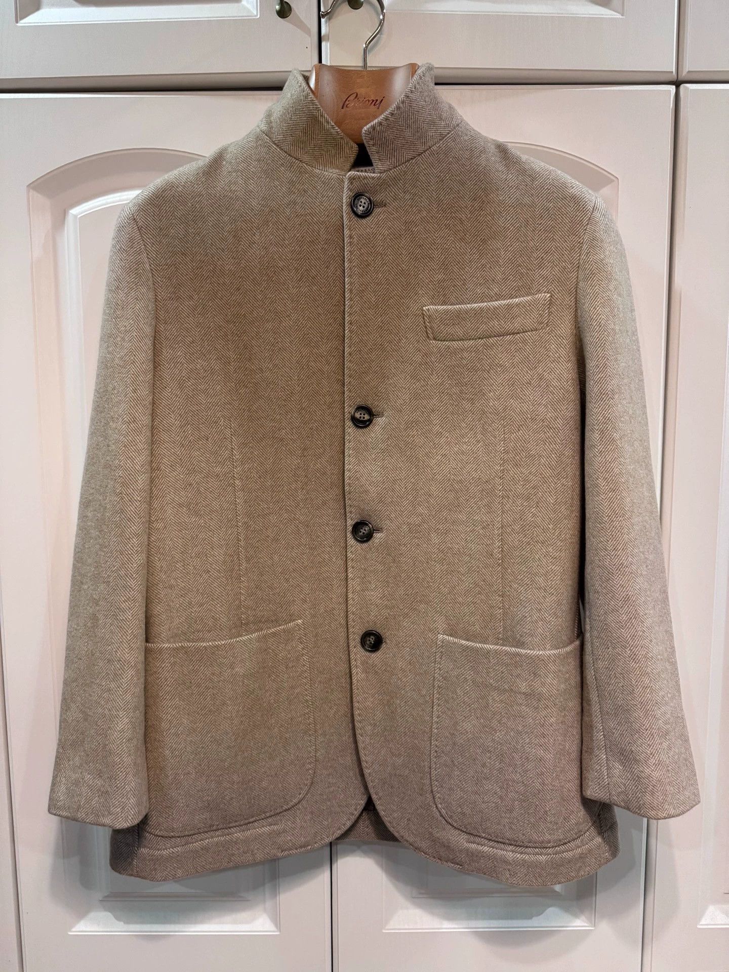 Brunello Cucinelli Brunello Cucinelli Camel Herringbone Cashmere Jacket - dmc Size US XS / EU 42 / 0 - 1 Thumbnail
