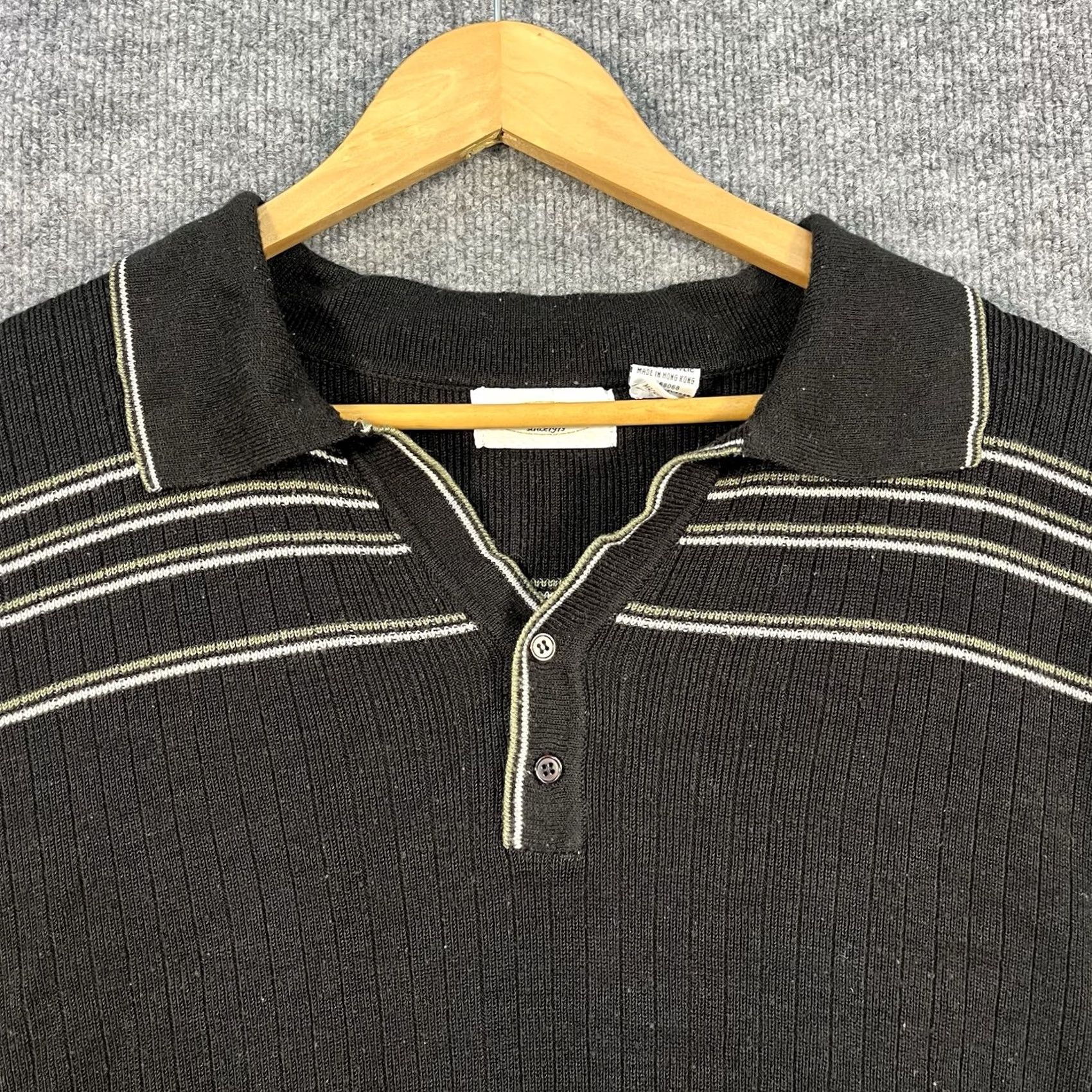Billabong VINTAGE Billabong Polo Shirt Mens Large Black Surf Skate Striped Terry Cloth 90s Size US L / EU 52-54 / 3 - 2 Thumbnail