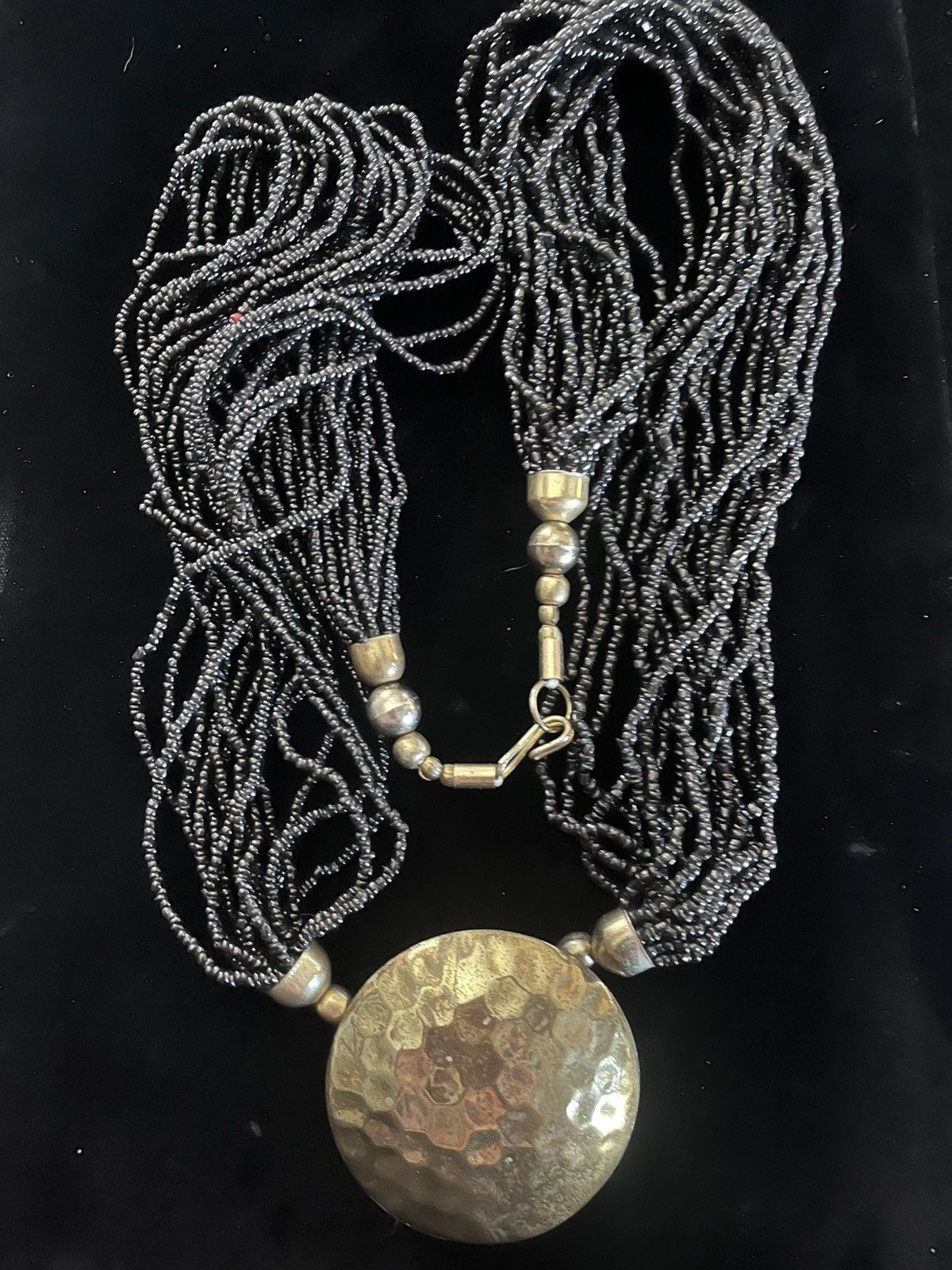 Other Vintage 1970s Boho Multi-Strand Black Bead metal pendant Size ONE SIZE - 1 Thumbnail