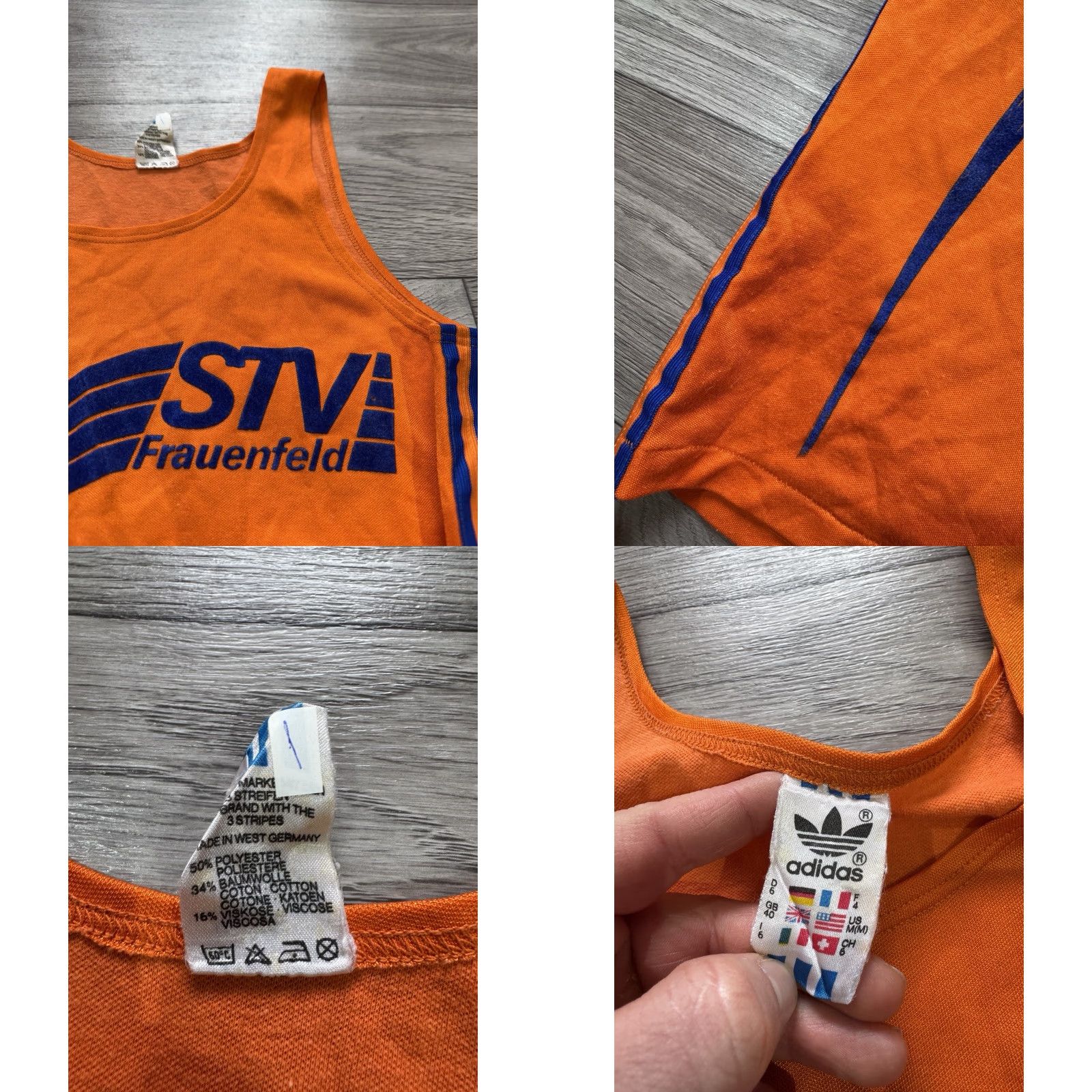 Adidas VINTAGE Adidas Originals STV Frauenfeld 1970s Tank Top Made in West Germany Orange M Tank Mens Size US M / EU 48-50 / 2 - 8 Thumbnail