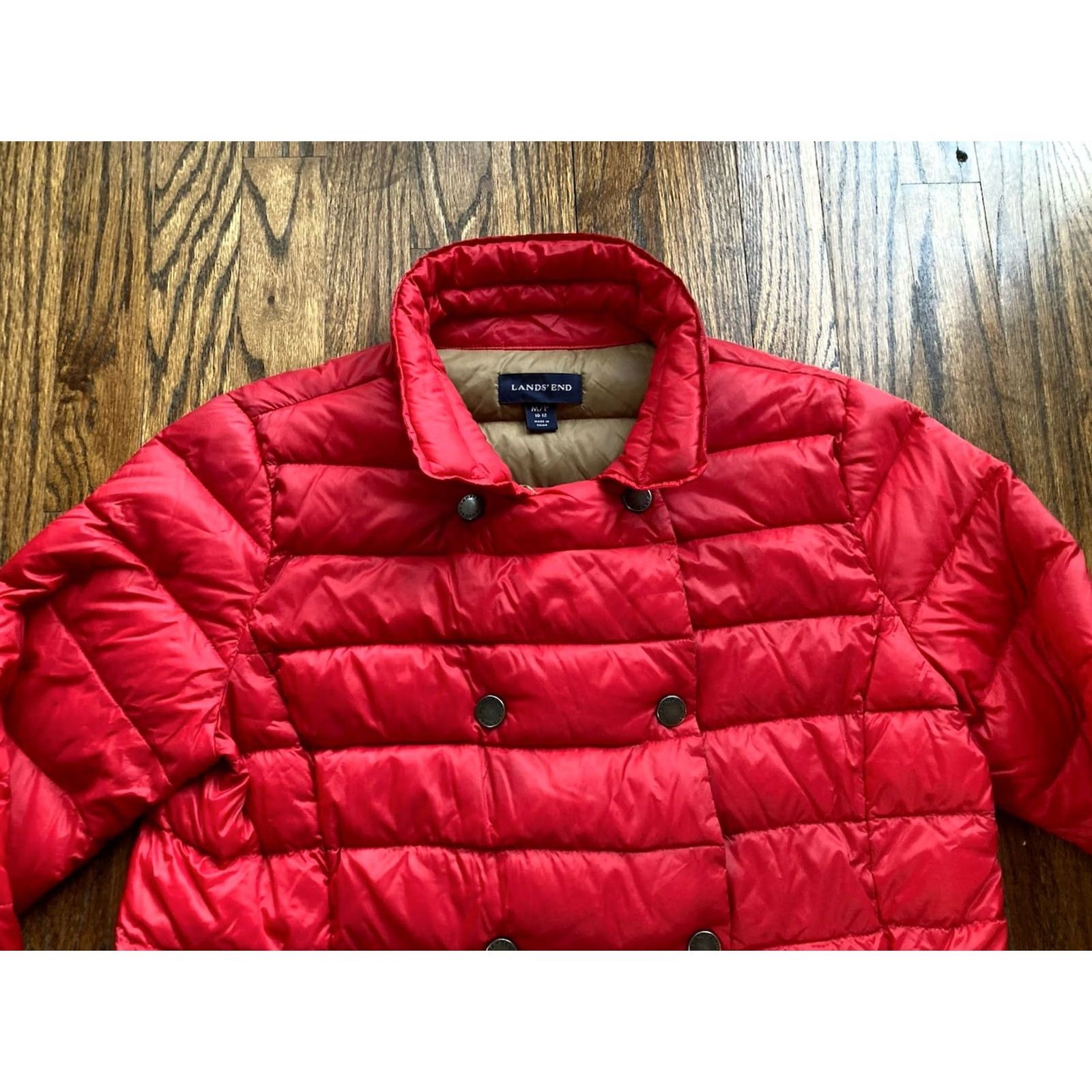 Lands' End Lands' End Puffer Jacket Womens Size M Down Red Full Zip Pockets Quilted Outdoor Ski Size M / US 6-8 / IT 42-44 - 4 Thumbnail