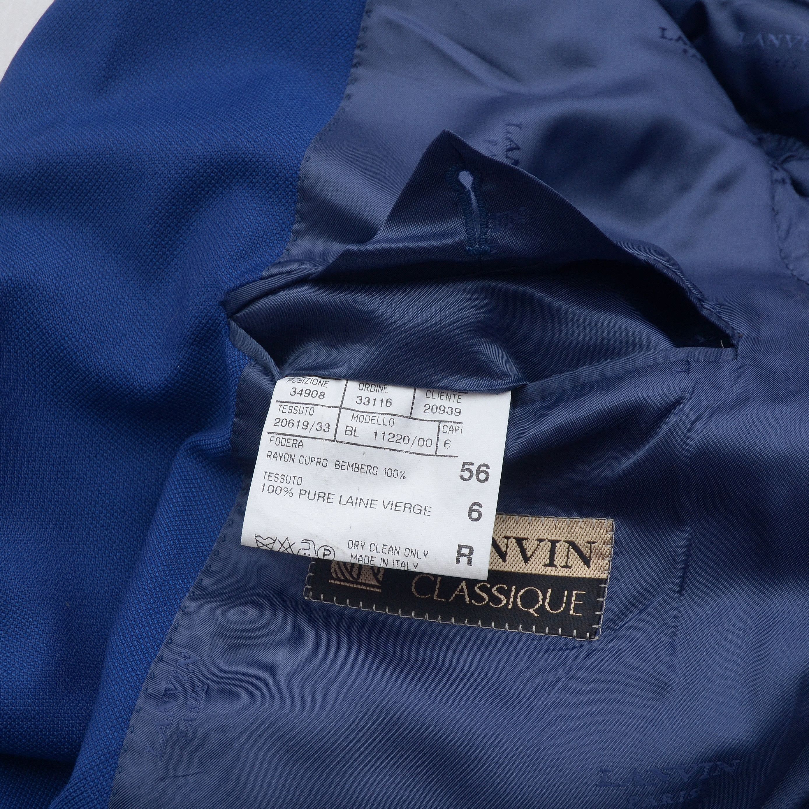 Lanvin Luxury Lanvin Blue Blazer Wool 2 button 56R Made in Italy Size 46R - 9 Thumbnail