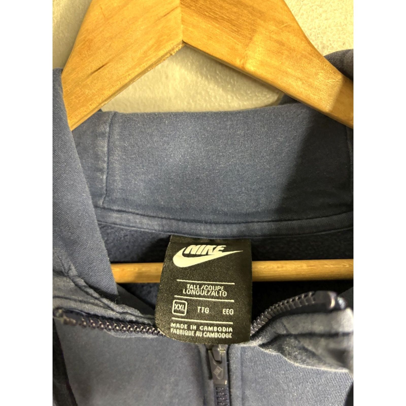 Nike Nike Hoodie Mens 2XL Blue 1/2 Zip Swoosh Logo Kangaroo Pocket Pullover Fleece Sweatshirt Tall Size US XXL / EU 58 / 5 - 4 Thumbnail