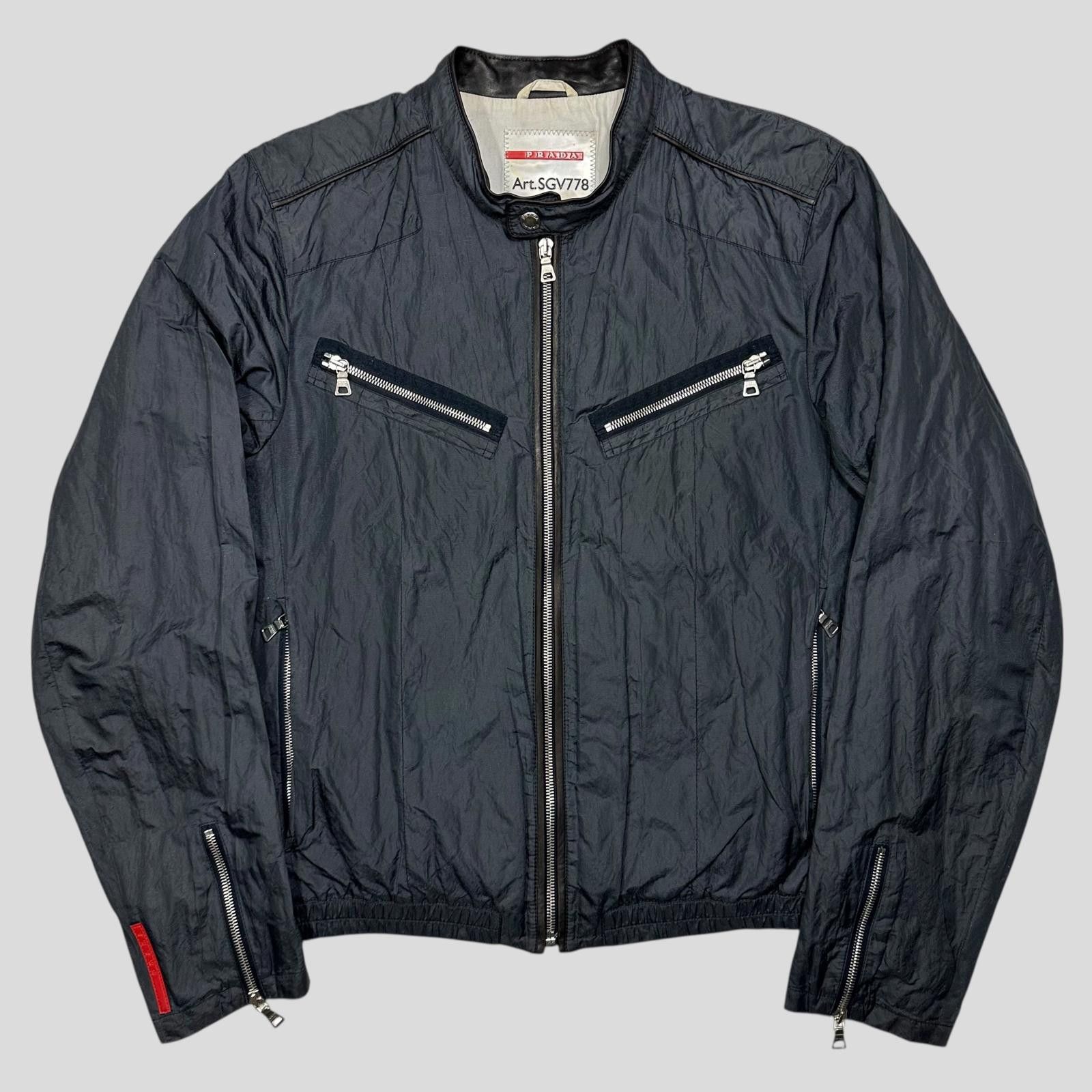 Prada Sport 00’s Metal Nylon + Leather Moto Biker Jacket - M