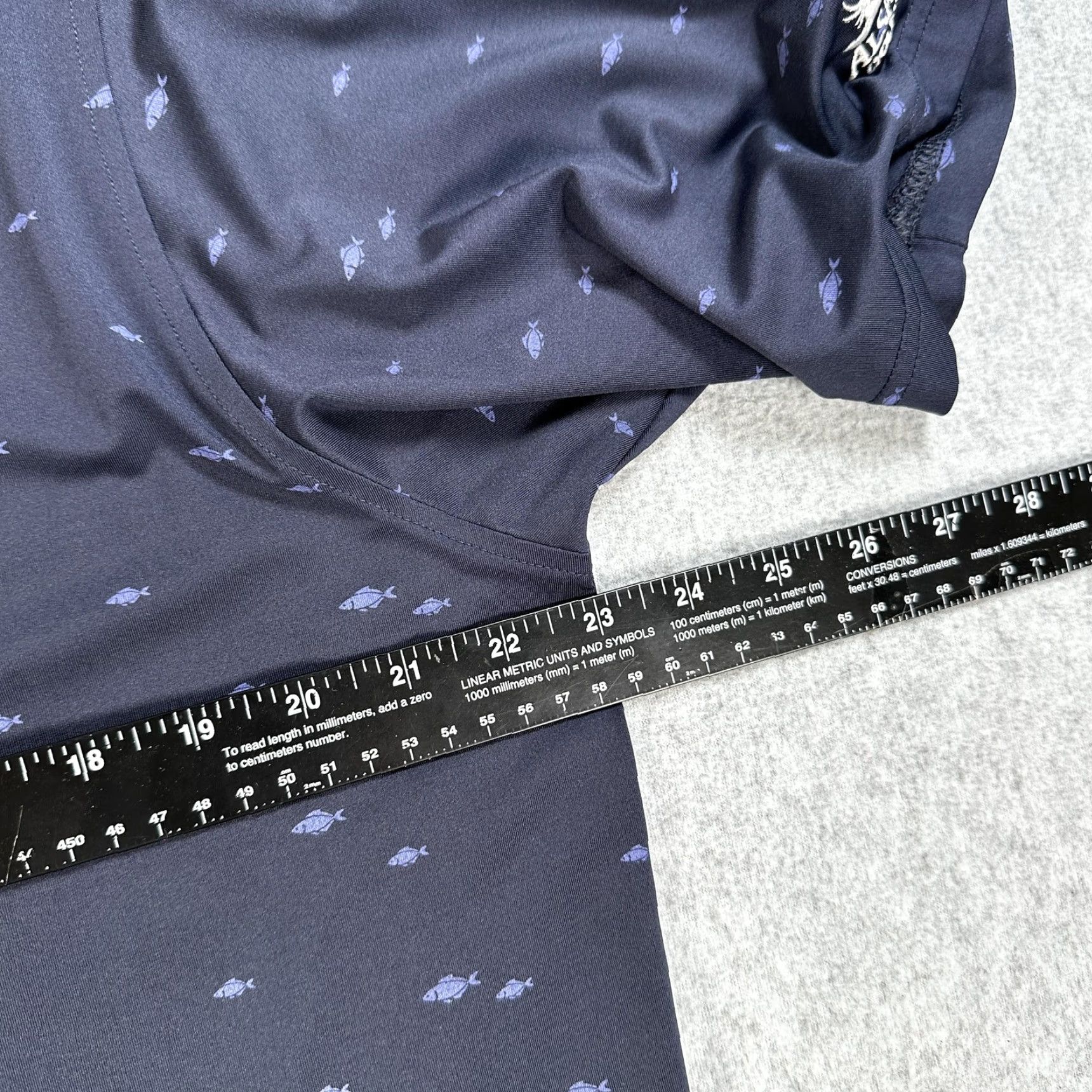 FootJoy Polo Shirt Mens L Blue Fish Print Alsatian Golf Club Short Sleeve Polo Shirt Mens Blue Fish Print