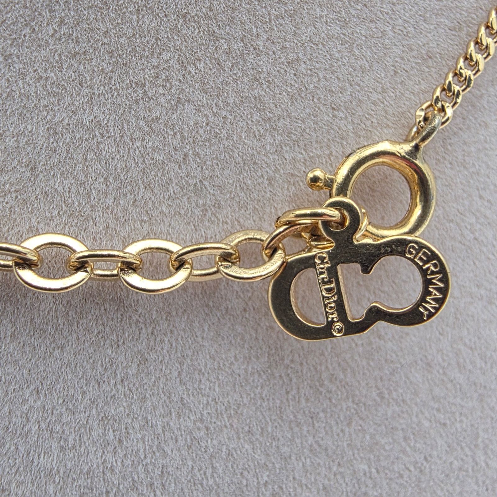 Christian Dior Monsieur Christian Dior Gold-Tone CD Logo Teardrop Crystal Necklace Size ONE SIZE - 4 Thumbnail