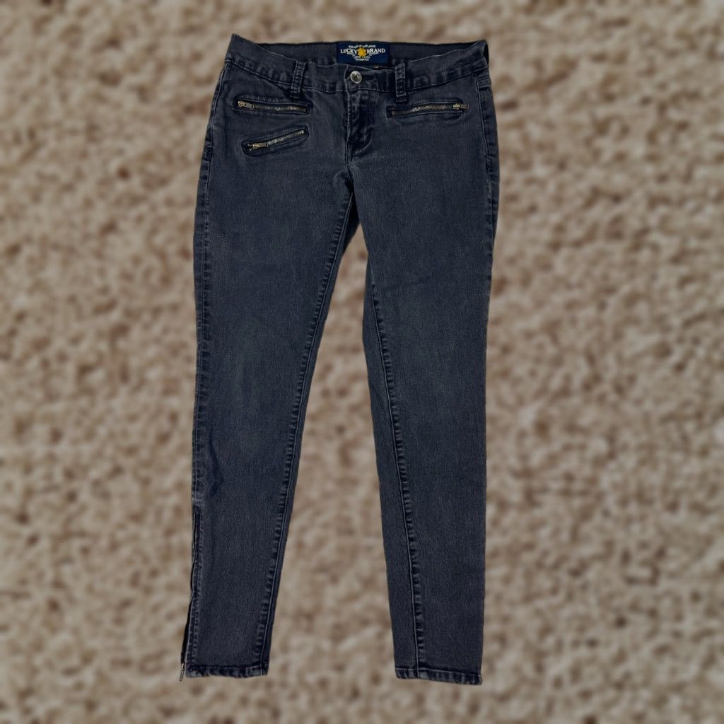Vintage VINTAGE Black Lucky Brand Skinny Jeans Womens Size 4 Low Rise Ankle Zip Cotton Blend 90s Designer Size 27" / US 4 / IT 40 - 1 Thumbnail