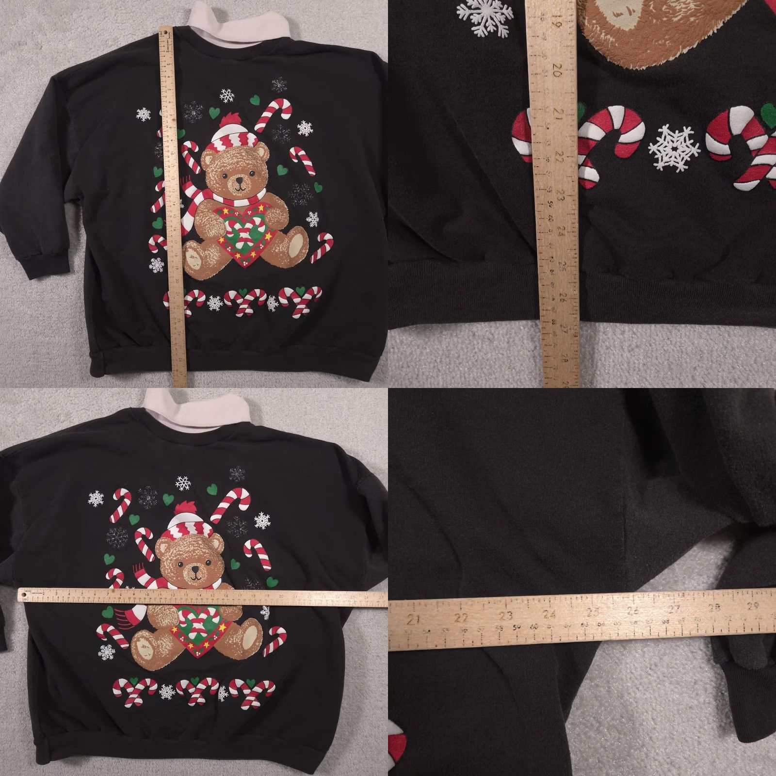 Vintage VINTAGE FunCracker Teddy Bear Christmas Sweatshirt Womens 26W Black Mock Neck Holiday 90s Size 4XL / US 24-26 - 8 Thumbnail