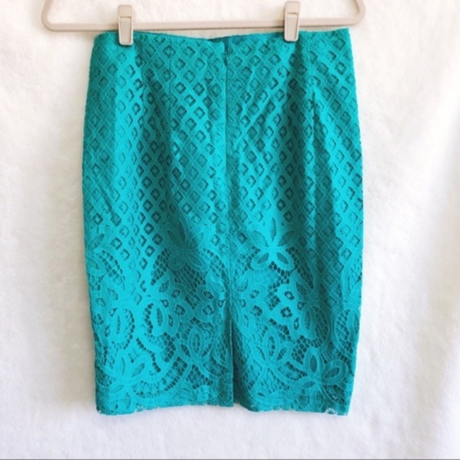 Loft LOFT Green Laced Pattern Pencil Skirt Size 27" / US 4 / IT 40 - 4 Thumbnail