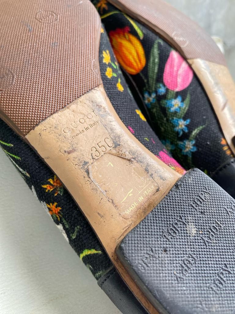 Gucci Black Flora Bamboo Ballet Heeled Flats Size US 5 / IT 35 - 11 Thumbnail