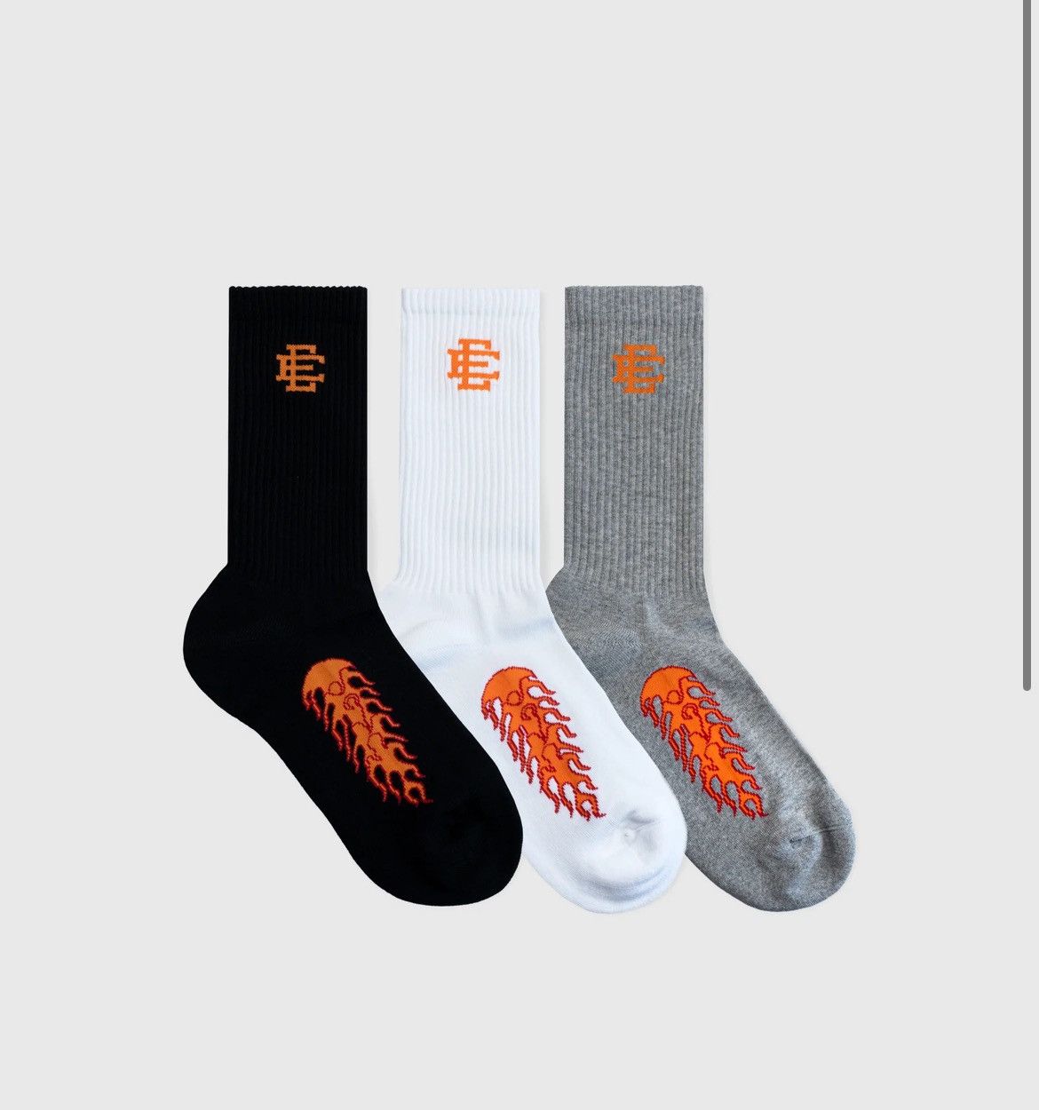 Eric Emanuel Eric Emanuel EE flame socks w orange E 3-pack Size ONE SIZE - 1 Thumbnail