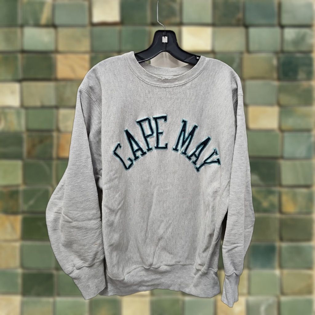Champion VINTAGE Champion Sweatshirt Mens XL Gray Reverse Weave Cape May New Jersey Pullover Crew Neck Logo 90s Retro City Classic College Sports Size US XL / EU 56 / 4 - 1 Thumbnail