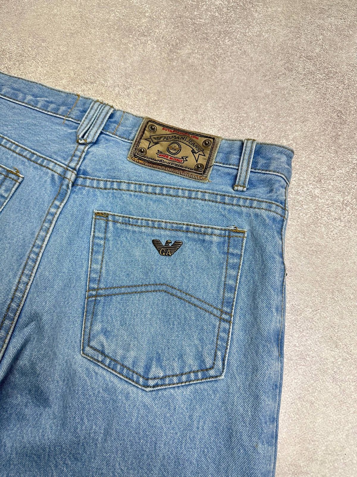 Armani Vintage Armani Metal Logo Baggy Heavy Denim Jeans 33 Size US 33 - 4 Thumbnail