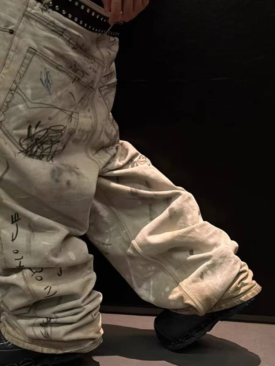 Japanese Brand × Vintage hand-painted baggy jeans Size US 36 / EU 52 - 3 Thumbnail