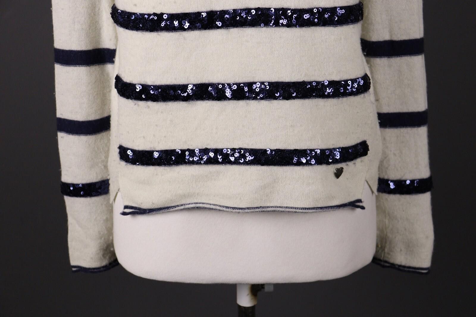 Designer Princess Goes Hollywood Ivory Stripe Wool Sweater Size 38 Size M / US 6-8 / IT 42-44 - 3 Thumbnail