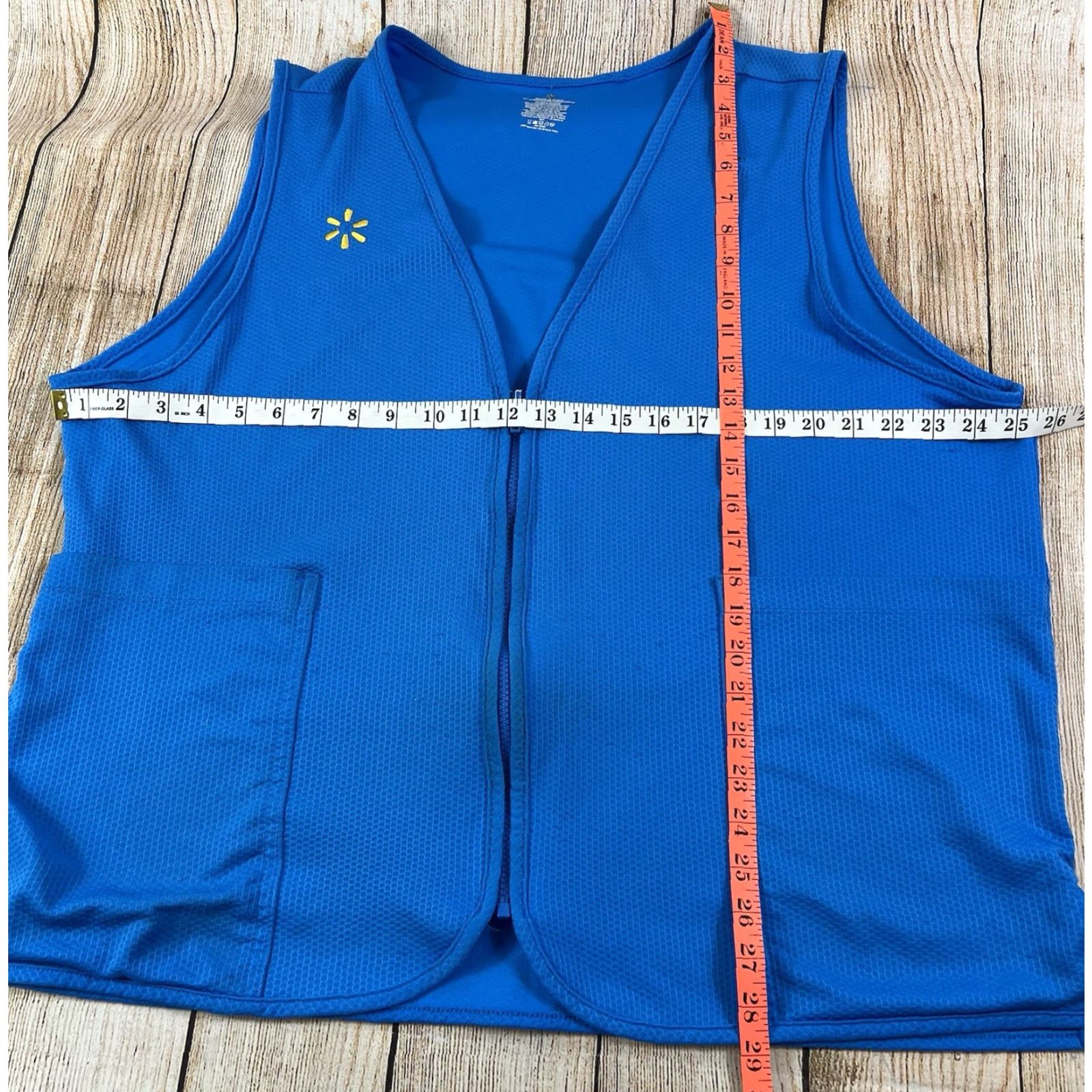 Walmart Walmart Vest 2XL Blue Full Zip Employee Uniform Polyester Unisex Mens Womens, Retail, Pre owned, Light yellowing on front along zipper Size US XXL / EU 58 / 5 - 3 Thumbnail